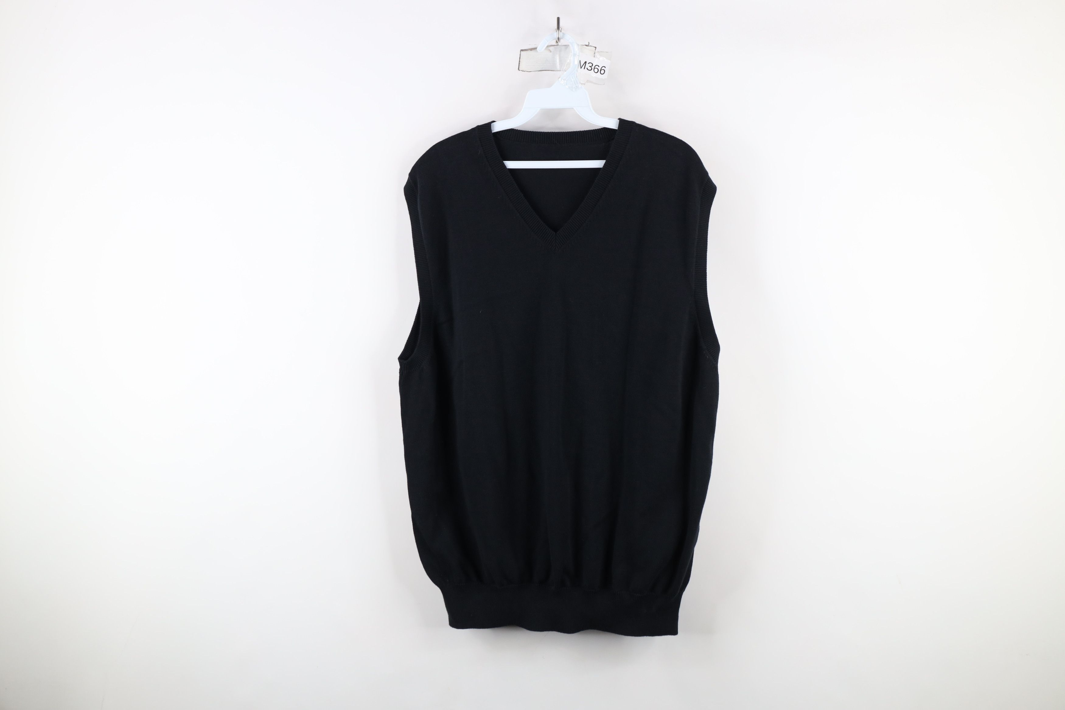 Vintage Vintage 90s Streetwear Blank Knit V-Neck Sweater Vest Black Size US L / EU 52-54 / 3 - 1 Thumbnail