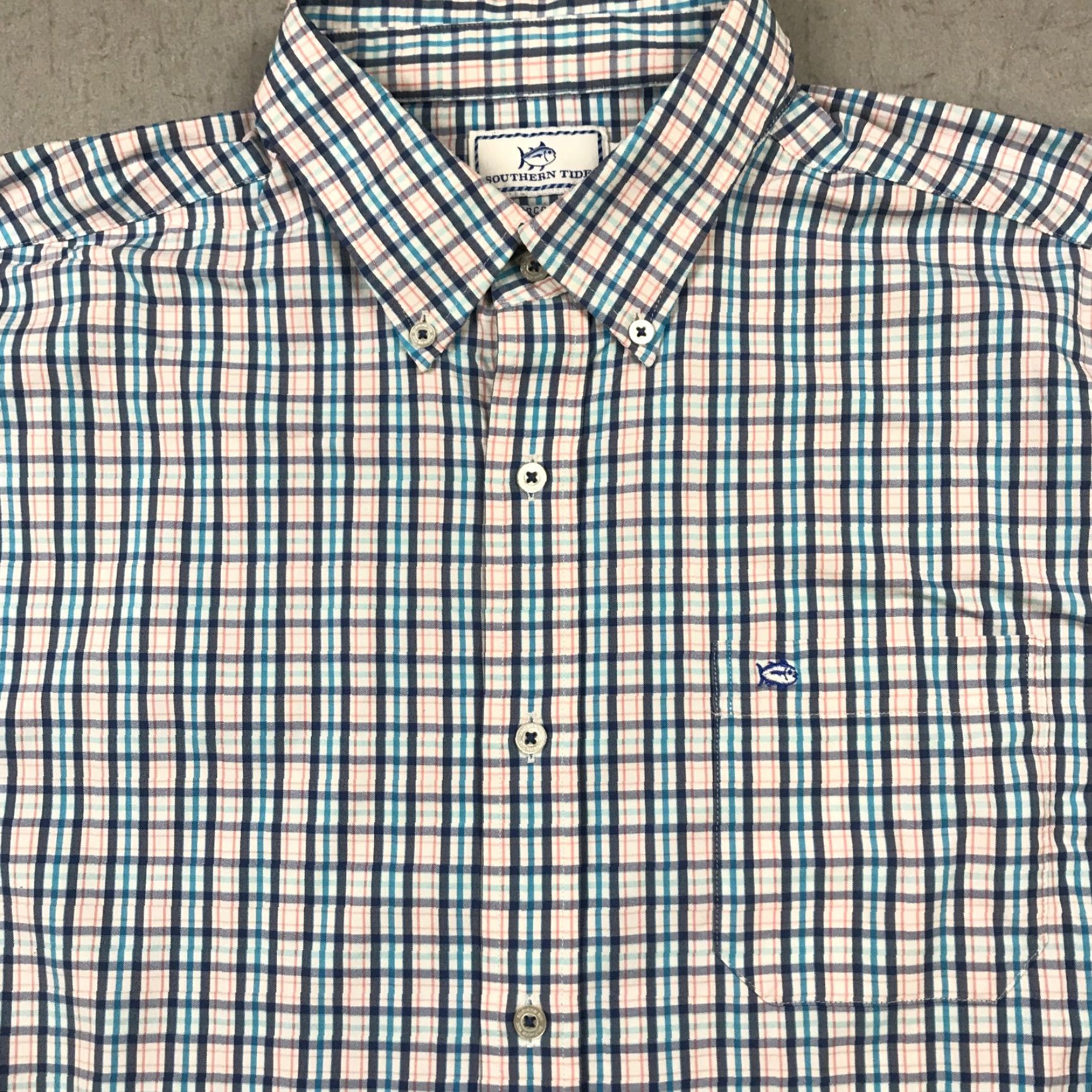 Southern Tide Southern Tide Shirt Mens XL Blue Pink Check Intercoastal Fishing Performance Size US XL / EU 56 / 4 - 2 Thumbnail