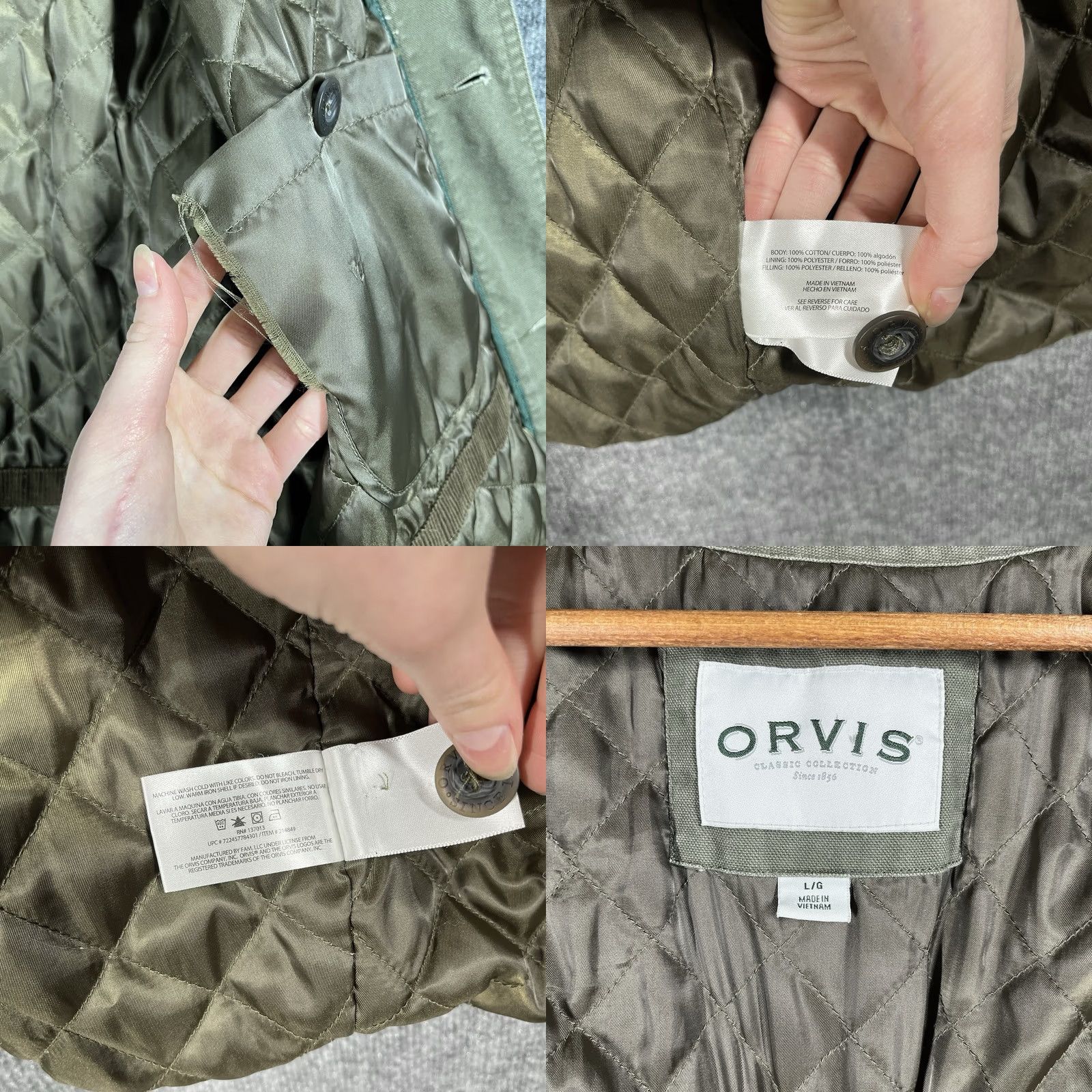 Orvis Orvis Barn Chore Jacket Mens L Corduroy Trim Quilted Lined Canvas Cotton Green Pockets Workwear Size US L / EU 52-54 / 3 - 8 Thumbnail