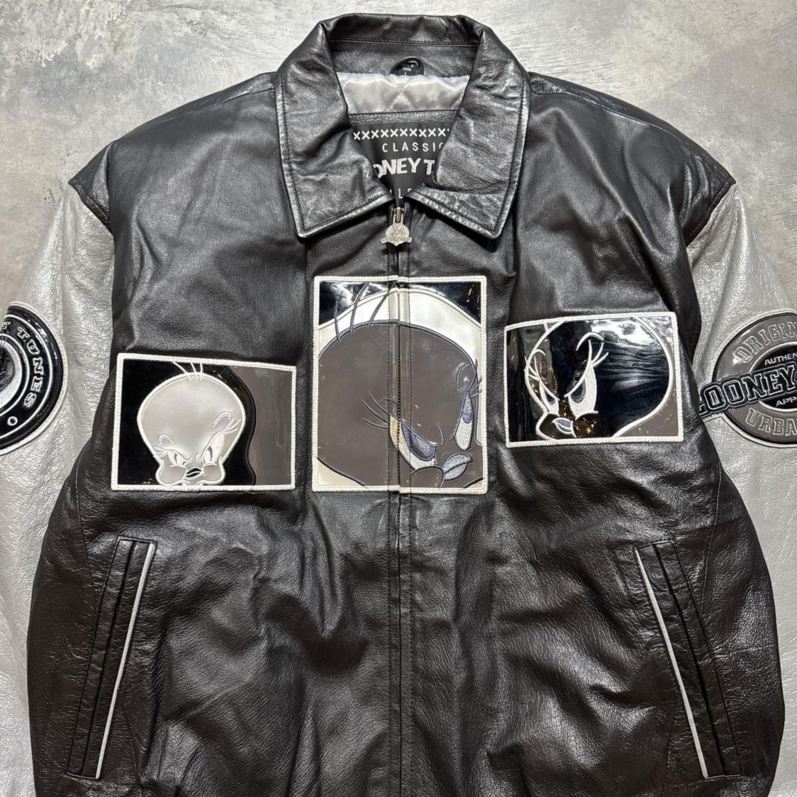 Japanese Brand × Vintage Vintage 90s Tweety Bird Looney Tunes Leather Jacket Size US L / EU 52-54 / 3 - 2 Thumbnail