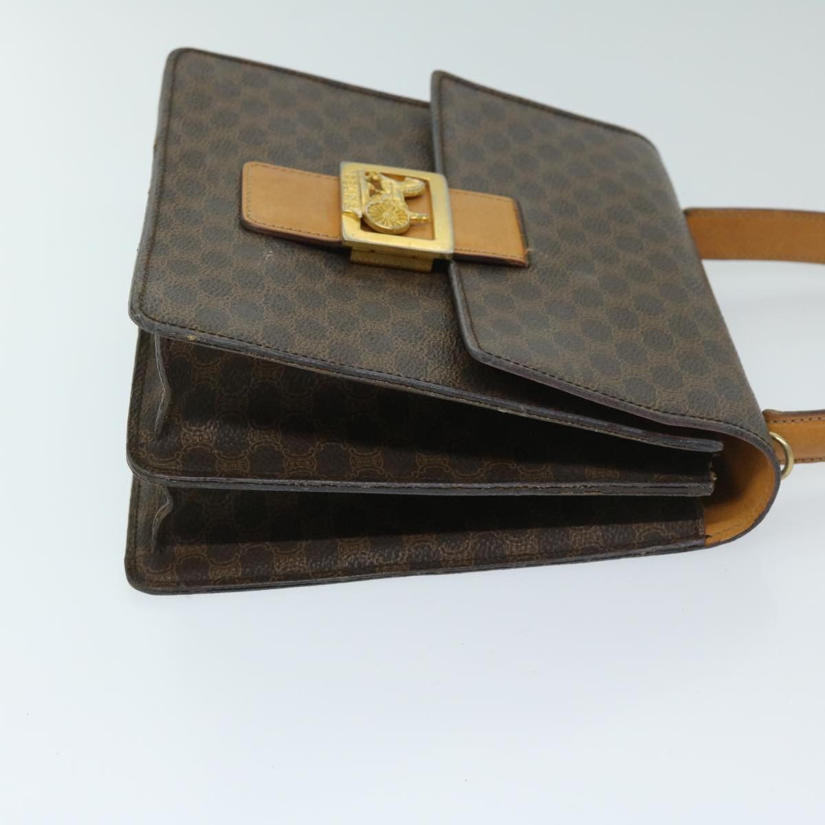 CELINE Macadam Canvas Hand Bag Pvc Brown