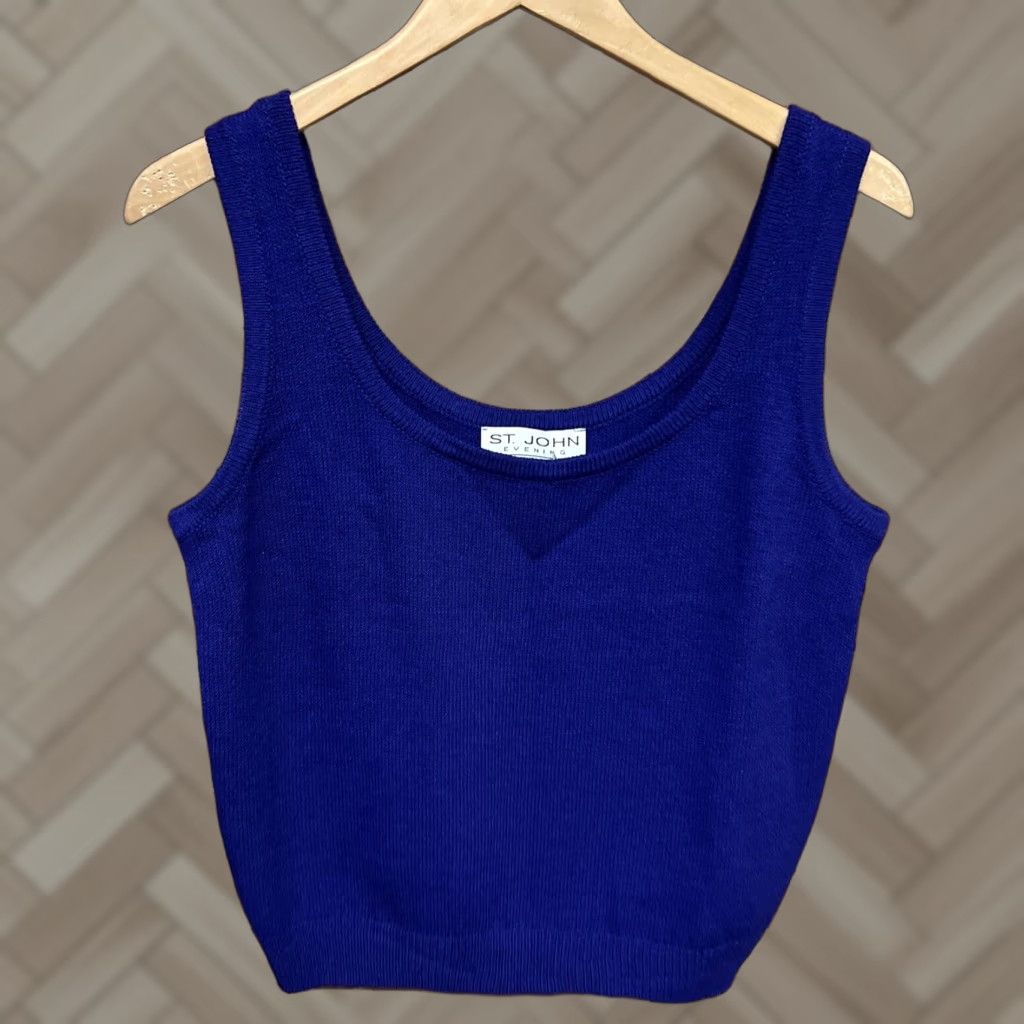 St. John St. John Blue Wool Blend Knit Tank Top Blouse Medium P Size M / US 6-8 / IT 42-44 - 1 Thumbnail
