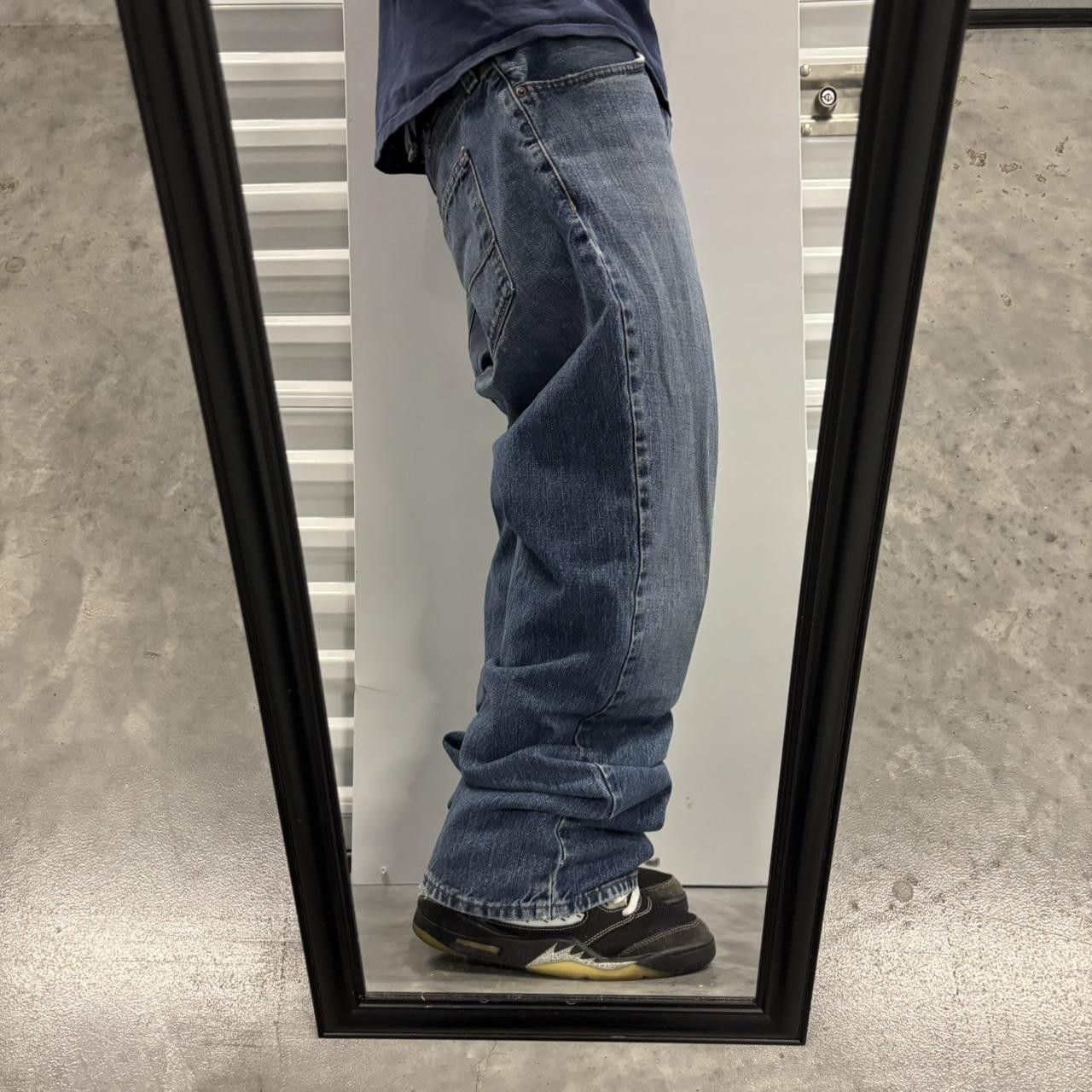 Japanese Brand × Vintage Crazy Vintage Y2K/2000s Baggy Grunge Dark Wash Denim Jeans! Size US 38 / EU 54 - 2 Thumbnail