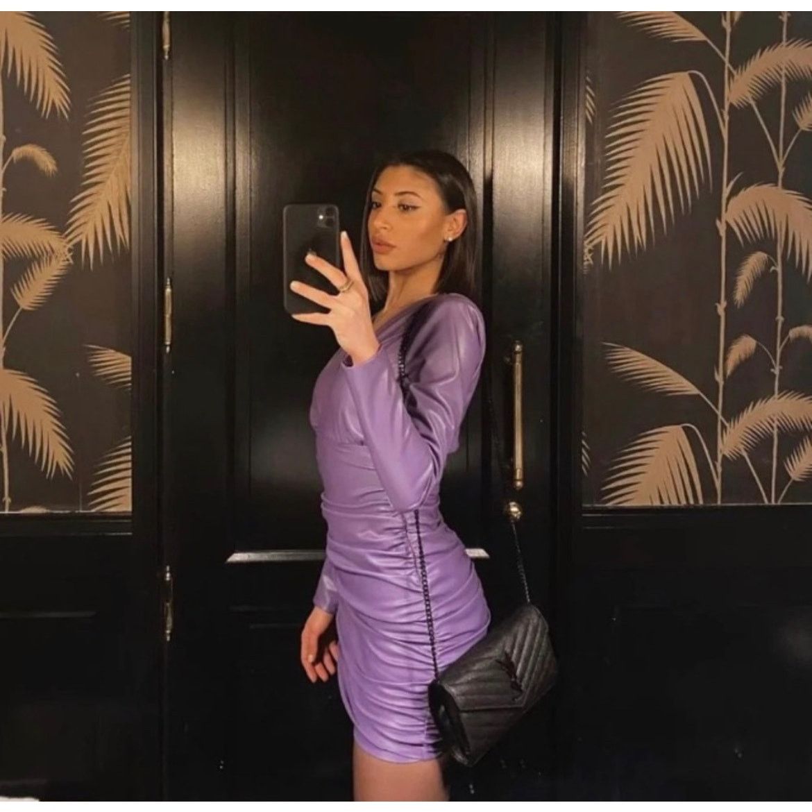 Zara ZARA BLOGGER FAVORITE FAUX LEATHER DRESS PURPLE Size S / US 4 / IT 40 - 8 Thumbnail