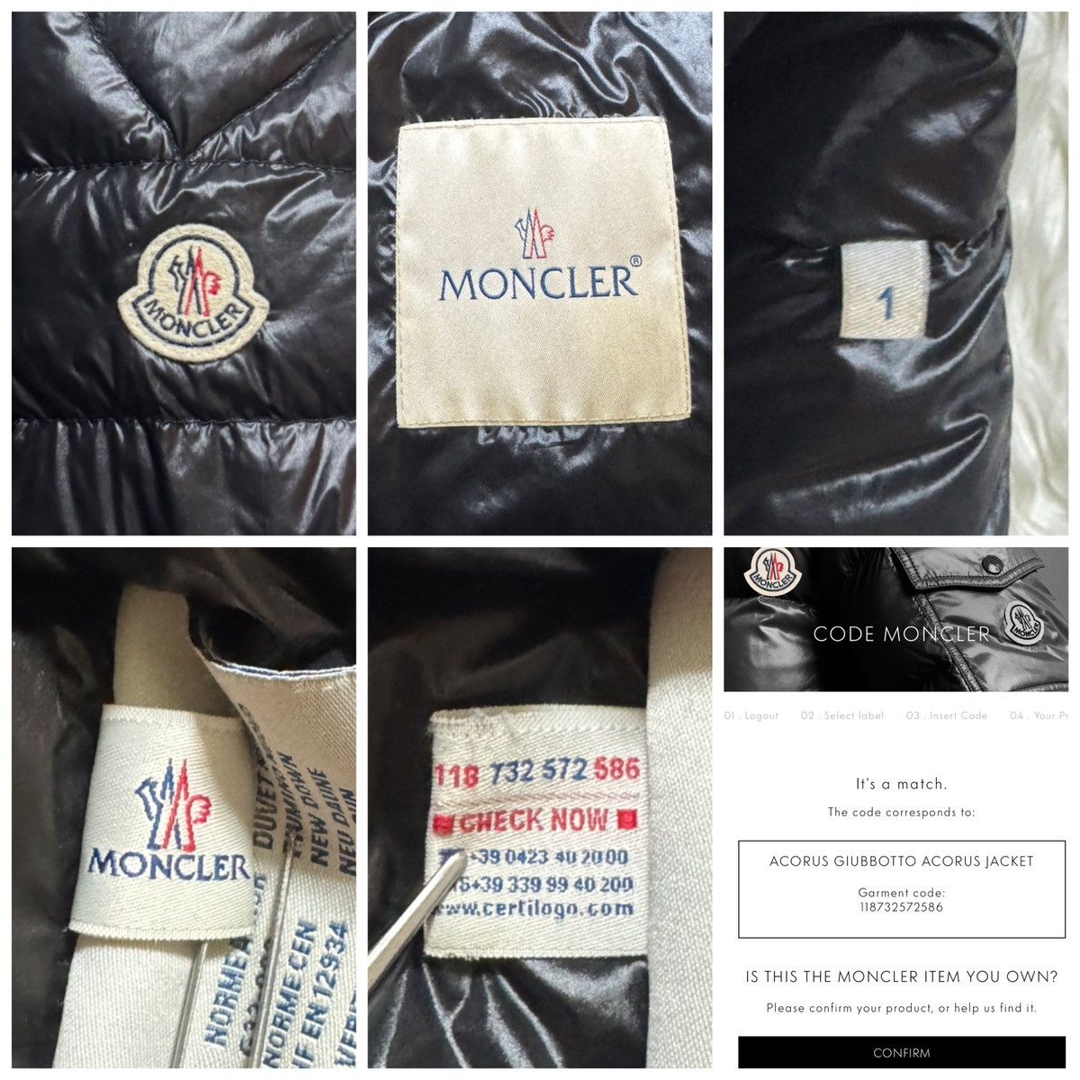 Moncler Authentic Moncler ACORUS Down Jacket, Size 1, Black Size US S / EU 44-46 / 1 - 3 Thumbnail