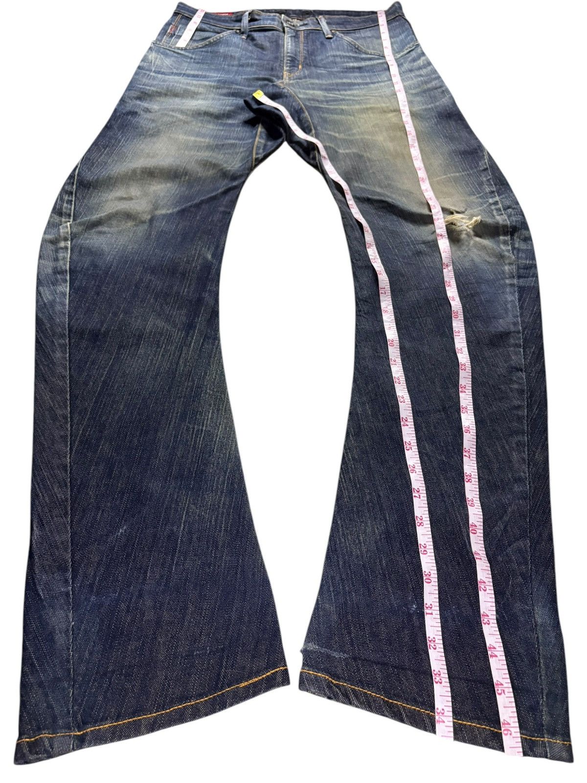 Edwin × Japanese Brand Vintage Edwin Blue Trip Rusty Mud Wash Distress Curve Jeans Size US 32 / EU 48 - 13 Thumbnail