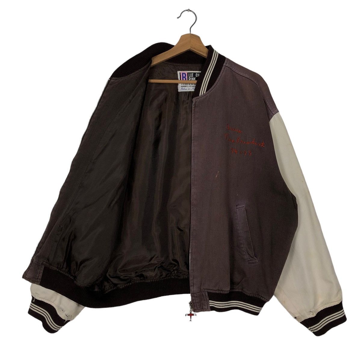 Japanese Brand 🔥90s Vintage Varsity Jacket Blue on Pink Big Logo Spell Out Size US M / EU 48-50 / 2 - 8 Thumbnail