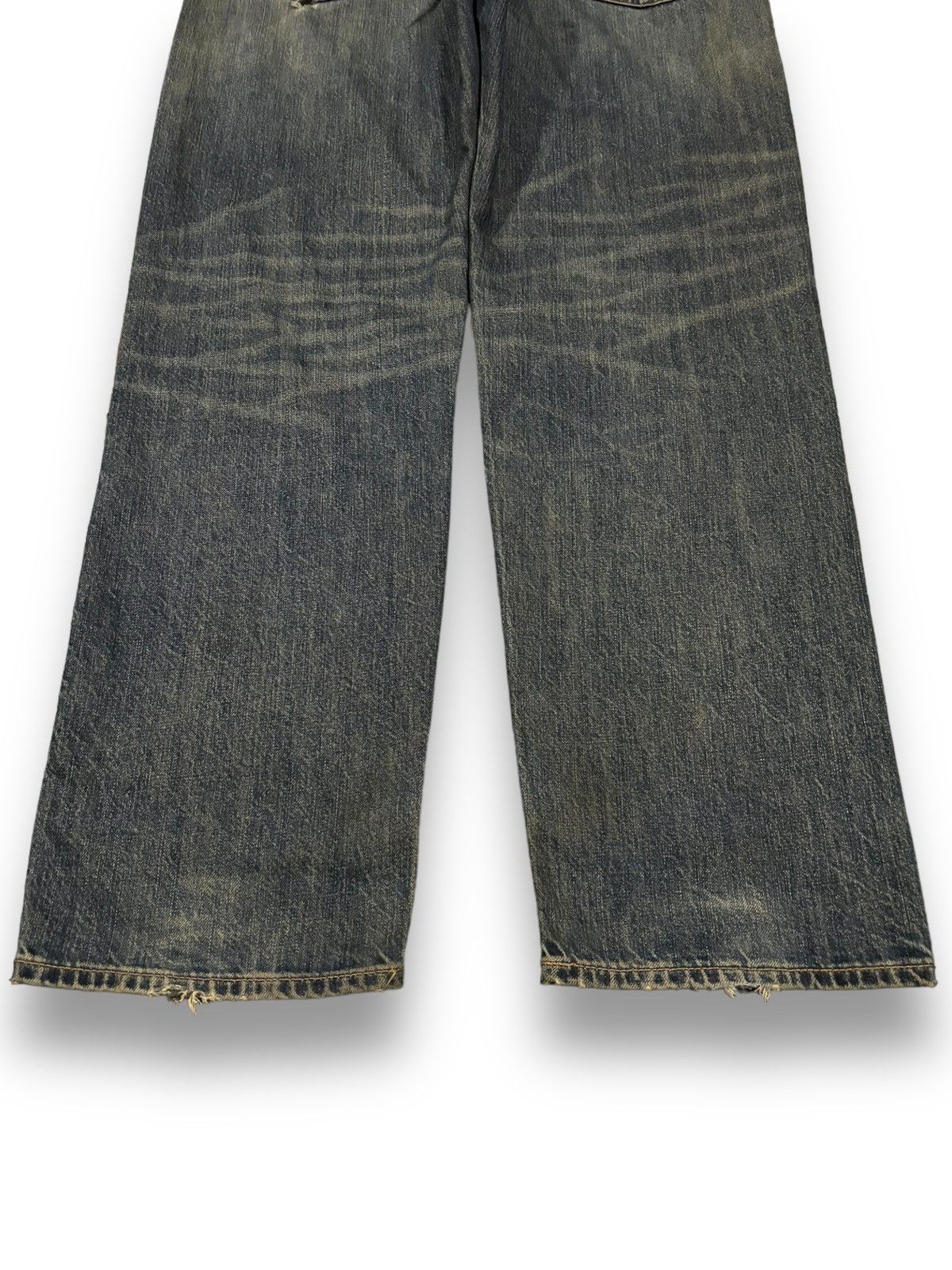 GU × Undercover Vintage Japanese Brand GU Dark Mud Wash Loose Ripped Jeans Size US 33 - 12 Thumbnail