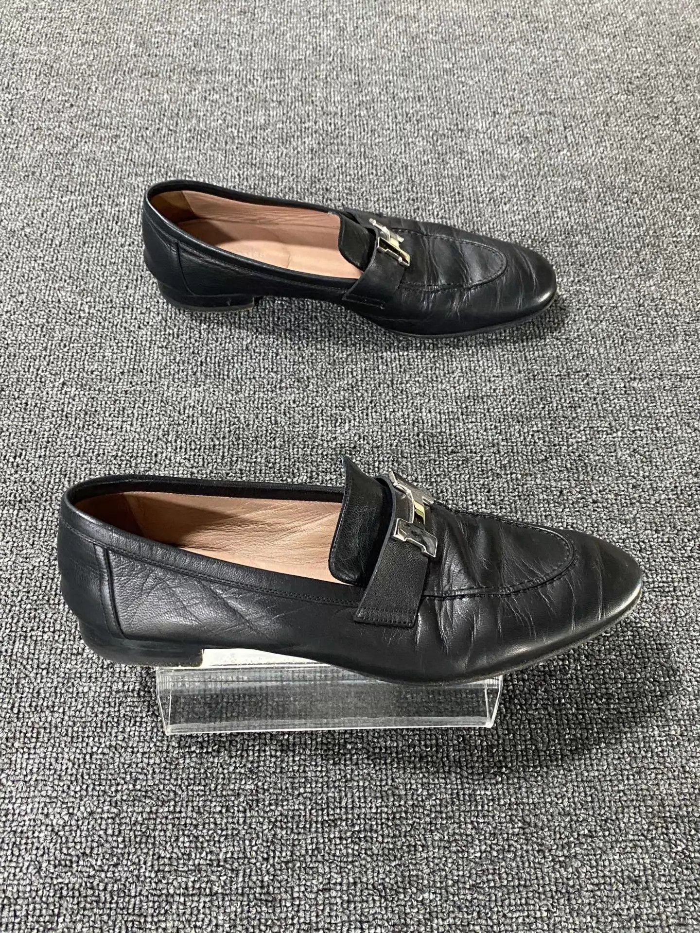 Hermes HERMES Black Leather Loafer 95 39 Size US 6 / EU 39 - 4 Thumbnail