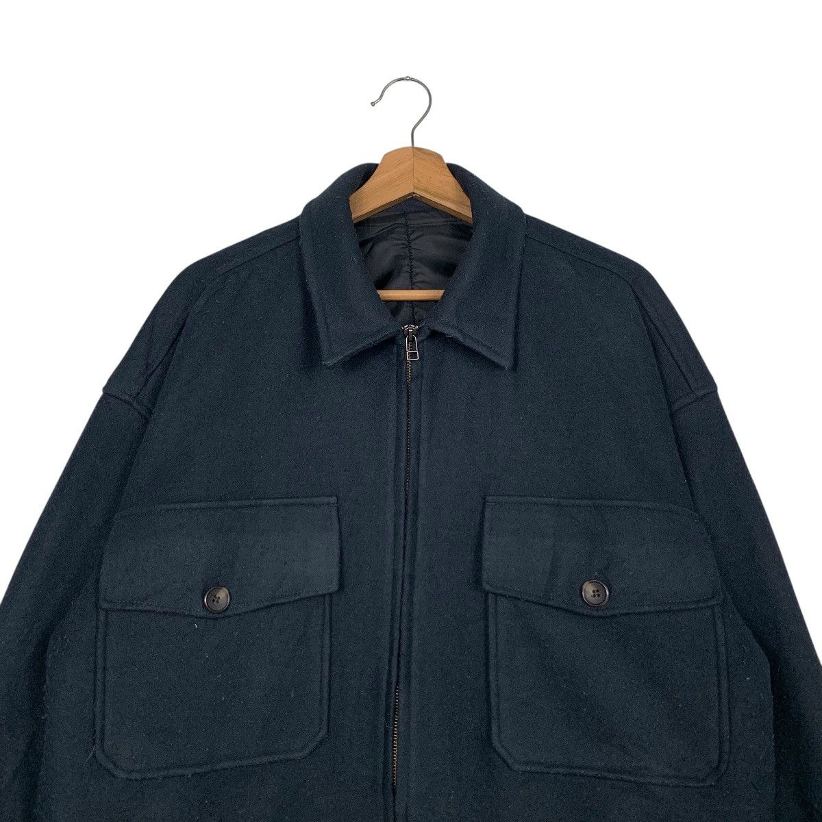Japanese Brand SENSE OF PLACE Wool Blend Shacket Oversized #2775-C125 Size US M / EU 48-50 / 2 - 2 Thumbnail