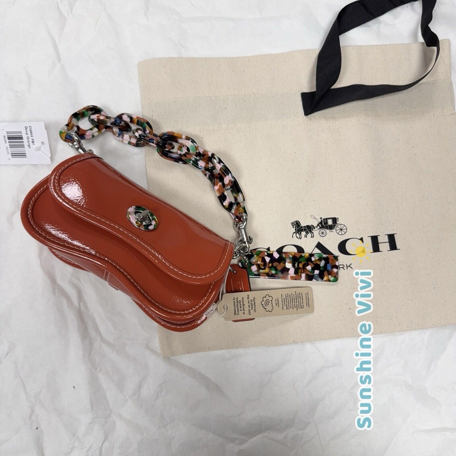 Coach NWT Coach CQ853 DEEP ORANGE MINI Wavy Dinky Crossbody Bag Size ONE SIZE - 2 Thumbnail