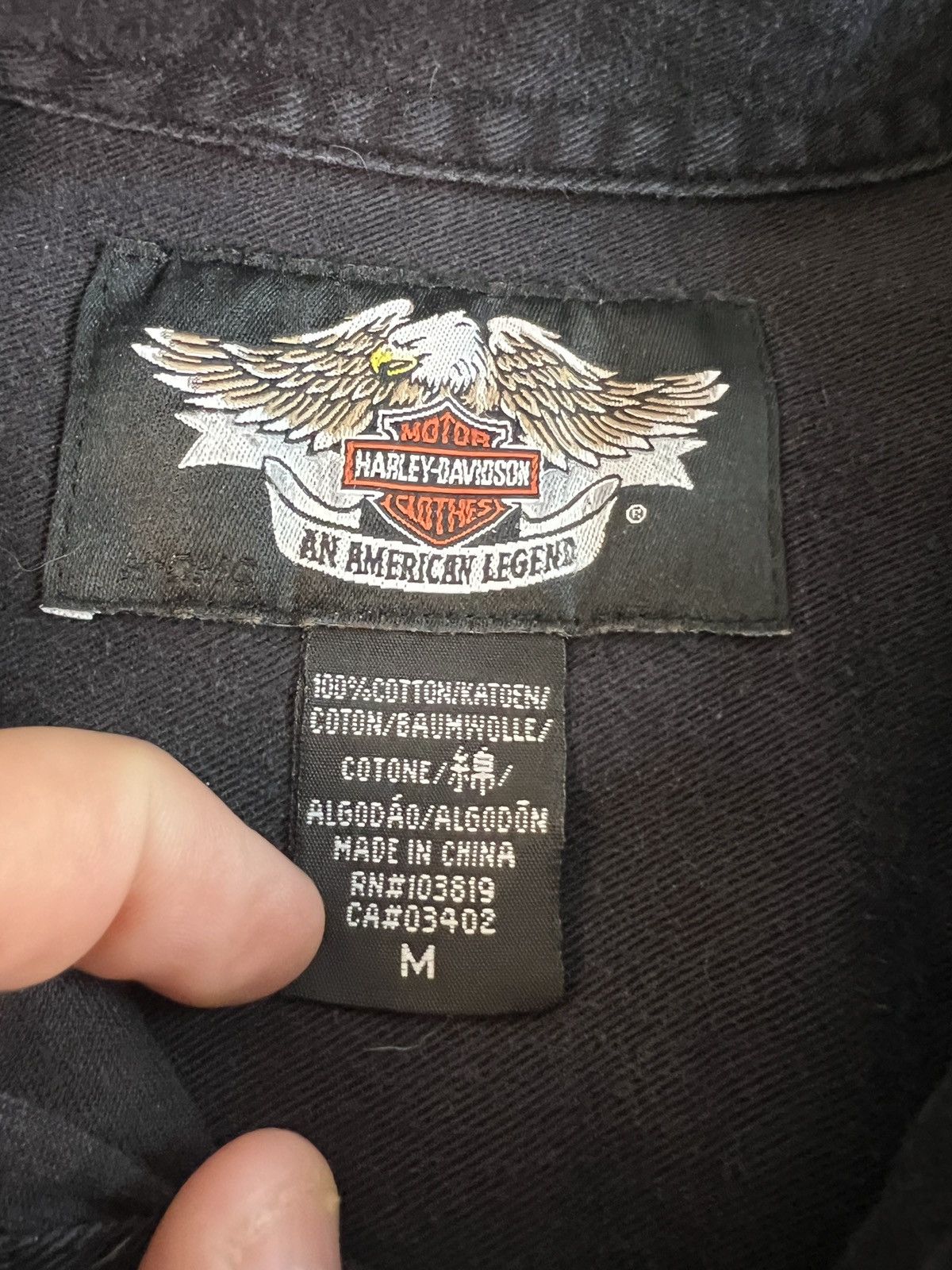 Harley Davidson Harley-Davidson Mens Black Cotton Long Sleeve MD Size US M / EU 48-50 / 2 - 4 Thumbnail