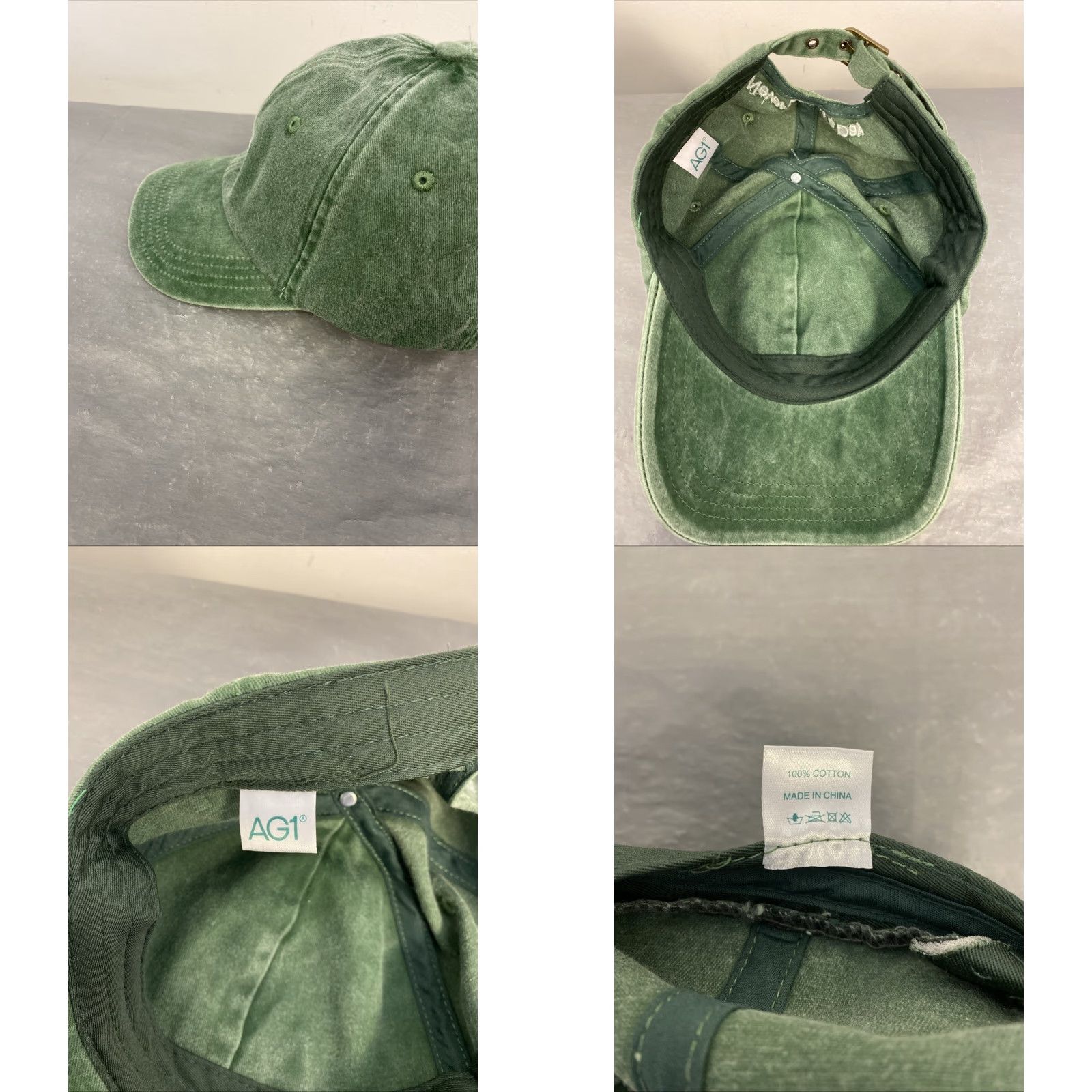 Vintage AG1 Strapback Hat One Size Green Adjustable Baseball Cap Casual Mens Size ONE SIZE - 8 Thumbnail
