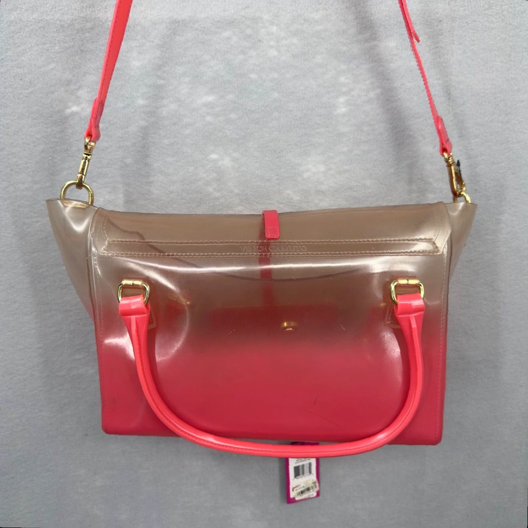 Vince Camuto Vince Camuto Ombre Jelly Crossbody Bag Pink Handles Flap Crossbody 20" Strap 9.5" W 7.25" H Large Rubber Pink Vintage No N/A Size ONE SIZE - 6 Thumbnail