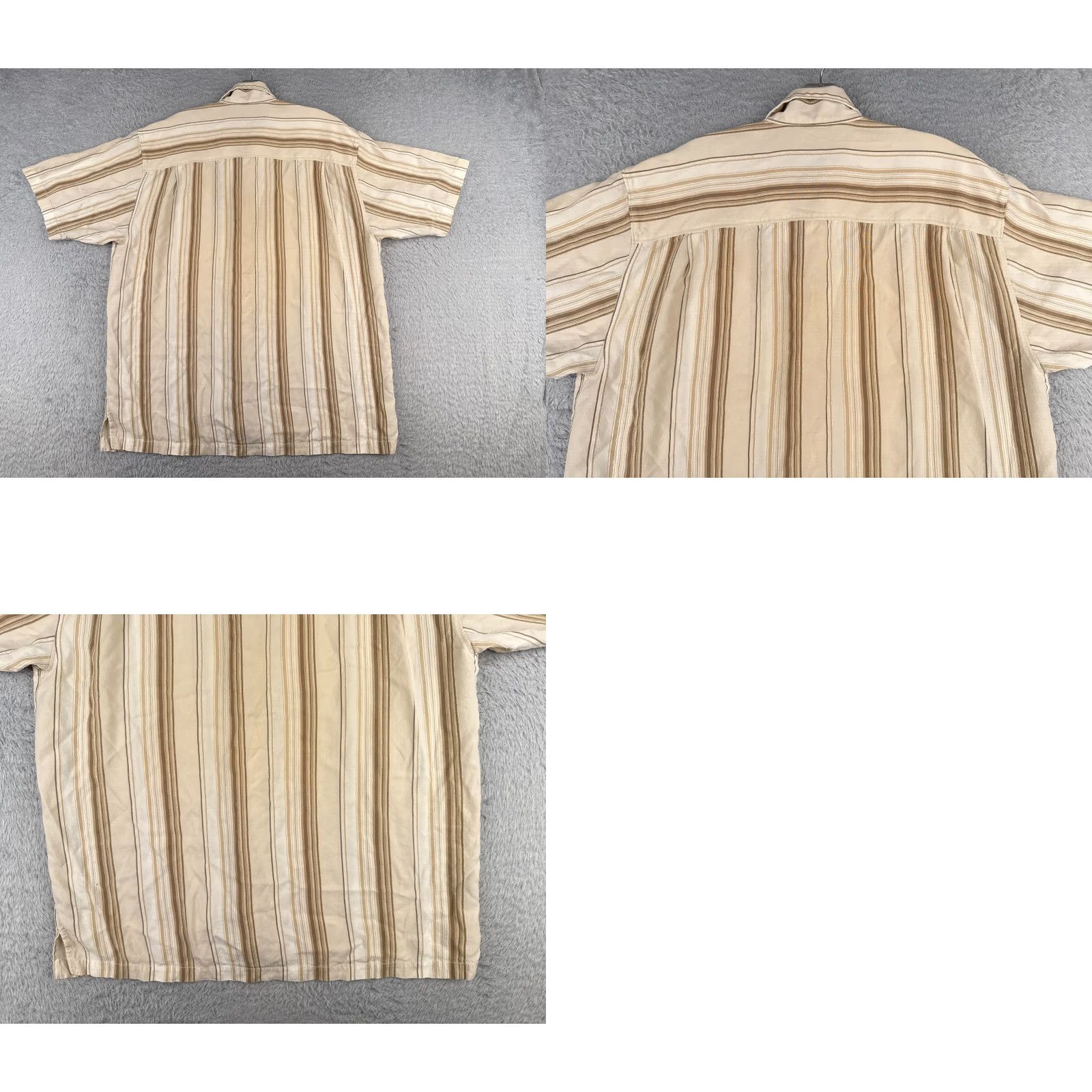 Tommy Bahama Tommy Bahama Shirt Men Large Brown Beige Stripe 100% Tencel Short Sleeve 90s Size US L / EU 52-54 / 3 - 9 Thumbnail