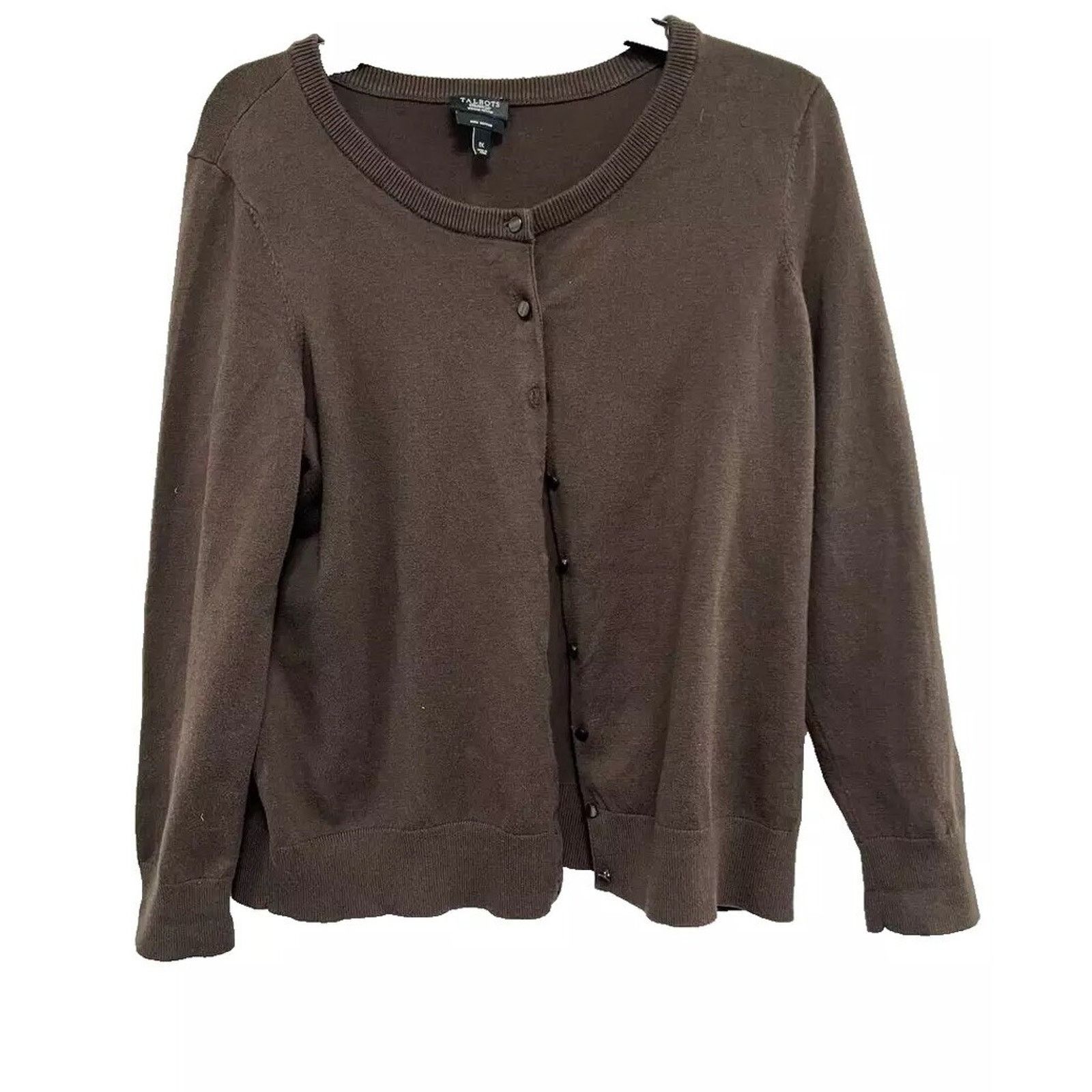Robert Talbott Talbots Brown Pima Cotton 3/4 Sleeves top Petite 1X A000704 Size XL / US 12-14 / IT 48-50 - 1 Thumbnail