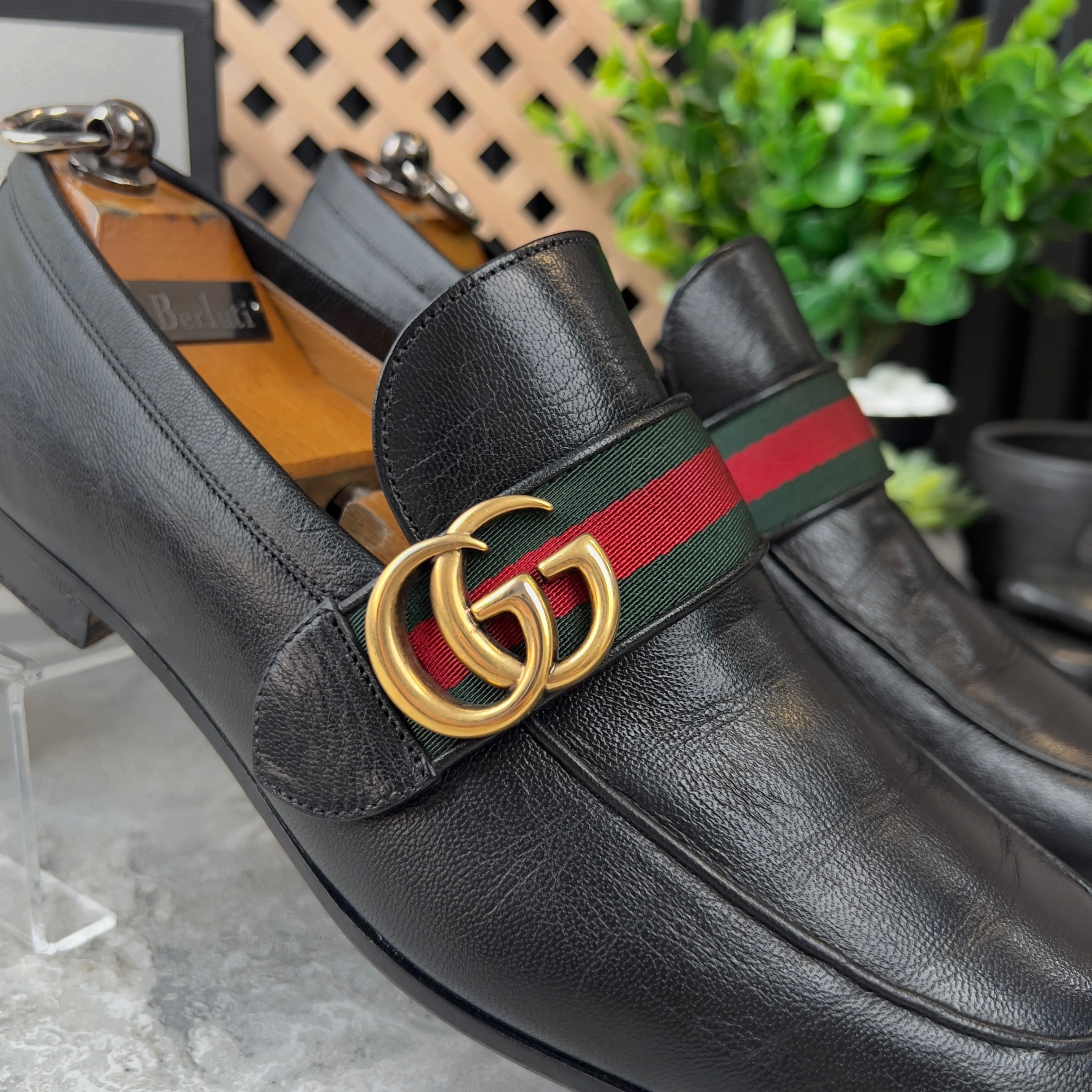 Gucci Donnie Web Double GG Loafers Heels Black Leather Size US 8 / EU 41 - 2 Thumbnail