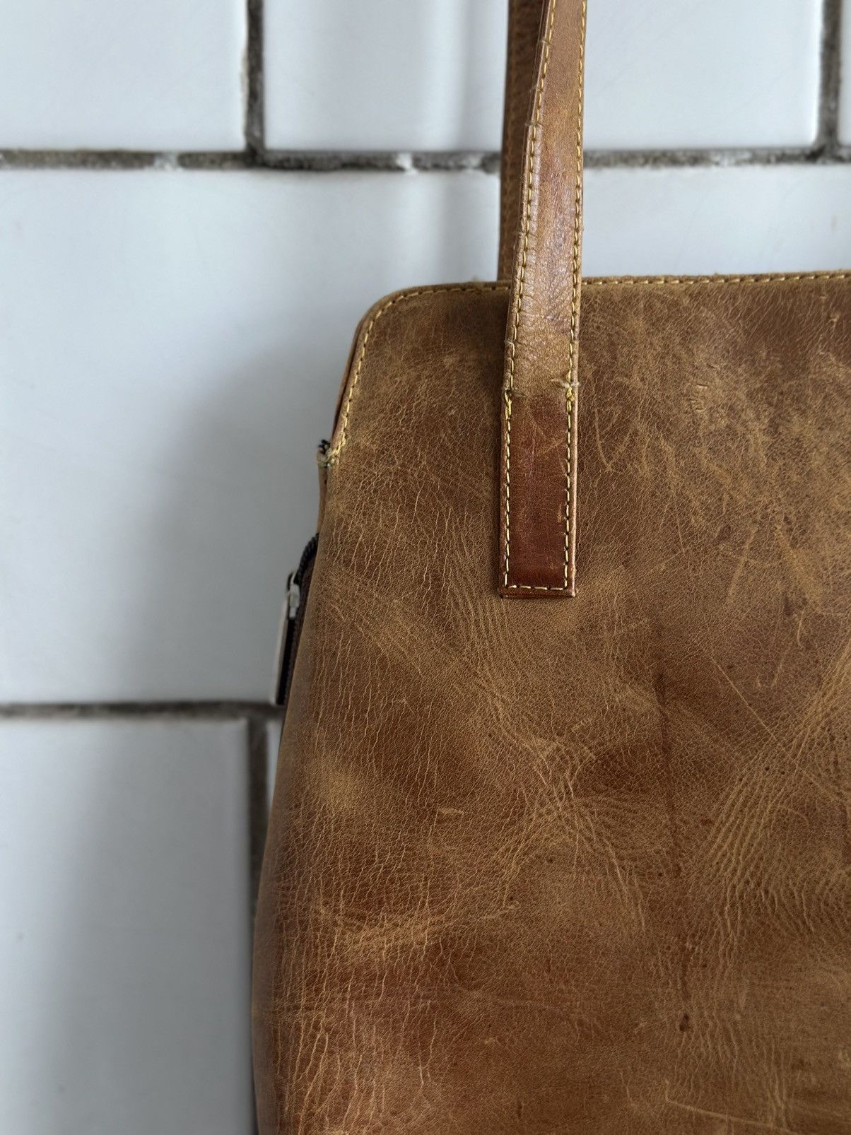Genuine Leather Vintage Japanese Style Leather Hands Bag Y2K 00s USA Size ONE SIZE - 8 Thumbnail