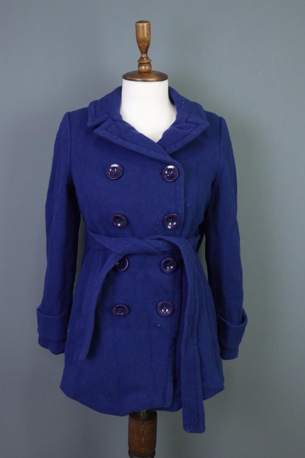 J.Crew J.Crew Blue Double Breast Belt Wool Coat Jacket Size 6 Size M / US 6-8 / IT 42-44 - 1 Thumbnail