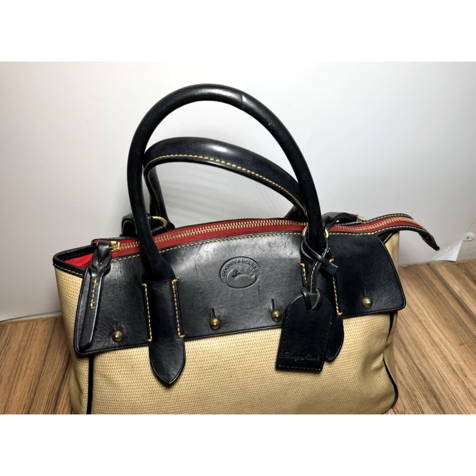 Dooney & Bourke Dooney & Bourke WILSON PANAMA Leather Satchel/Purse Handbag Tan/Black Pre Owned Size ONE SIZE - 2 Thumbnail