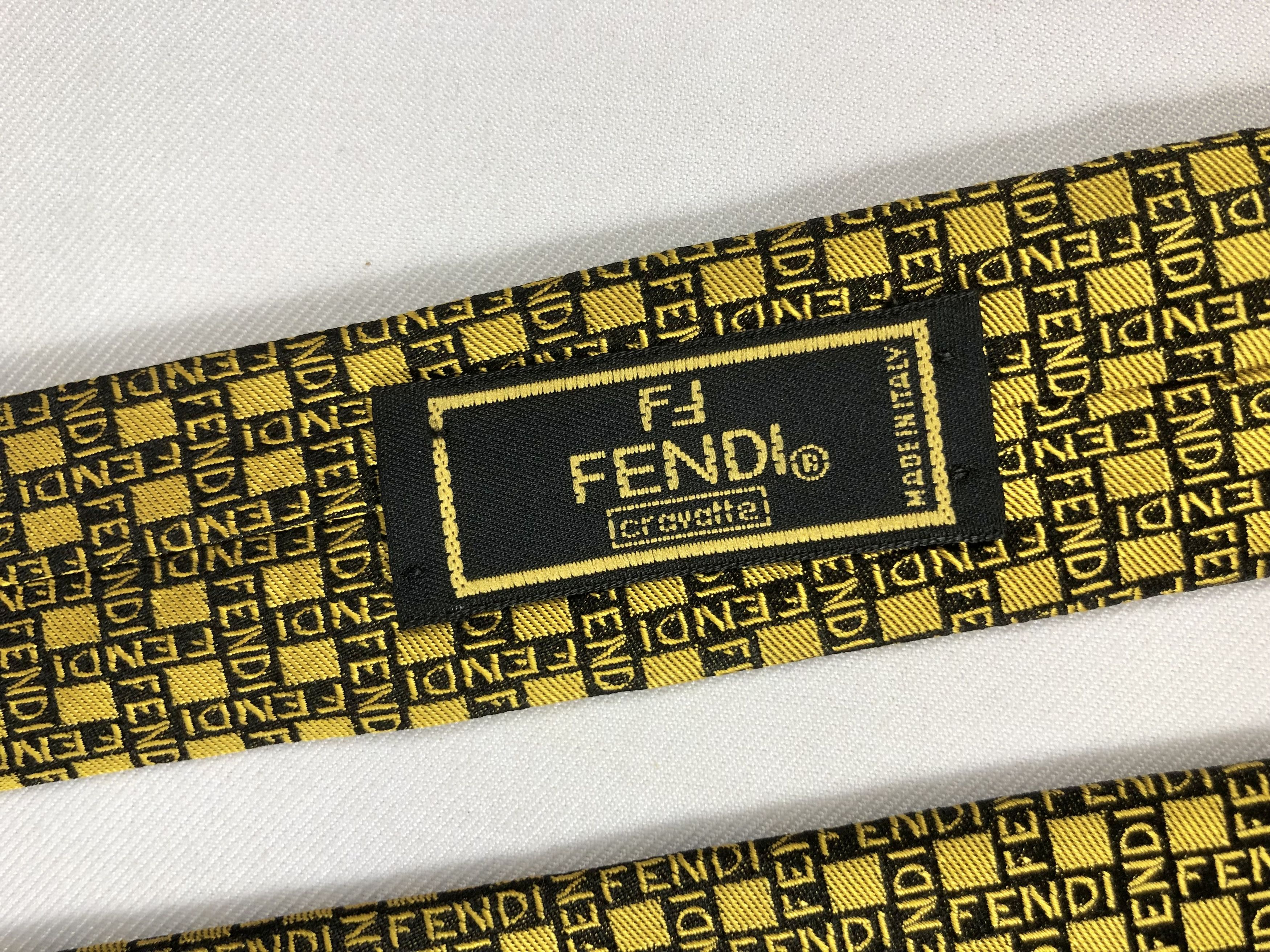 Fendi Rare Fendi Cravatte Gold Monogram Silk Tie Made in Italy Size ONE SIZE - 7 Thumbnail