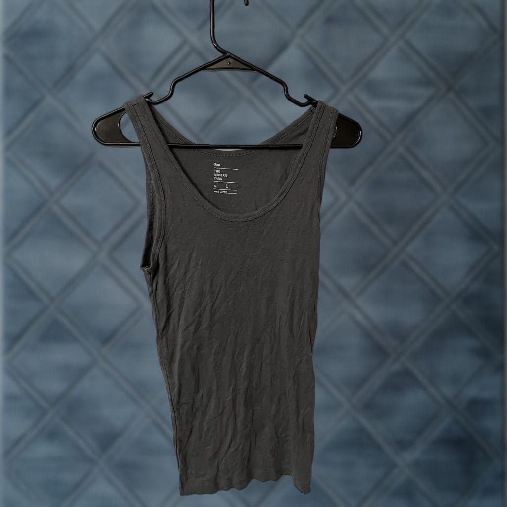 Gap Gap Women Tank Top Blouse - Gray Sleeveless V-Neck Knit Linen Blend Cotton Modal - L (Adult) Bohemian Casual Shirt Size L / US 10 / IT 46 - 1 Thumbnail