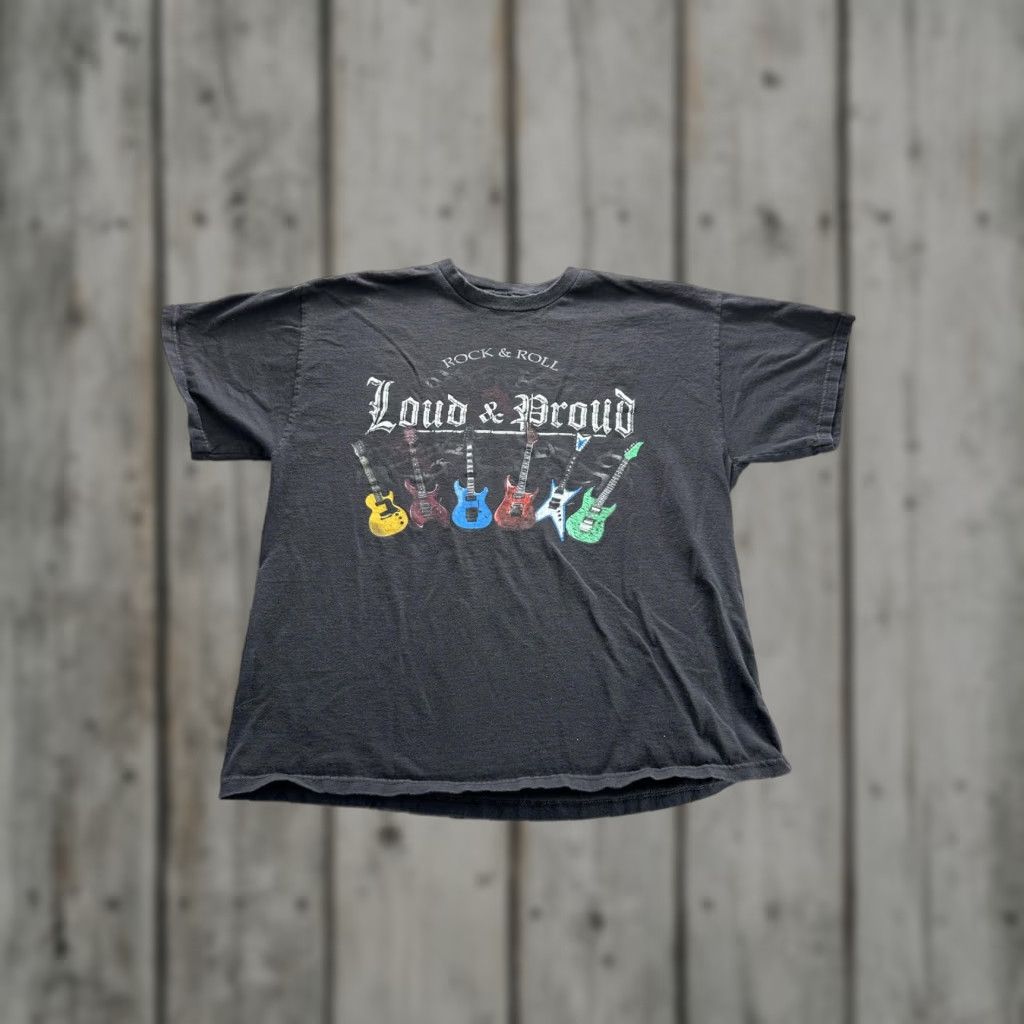 Vintage Loud & Proud Rock & Roll Shirt Mens XL Black Guitar Graphic Music Tee Rock Size US XL / EU 56 / 4 - 1 Thumbnail