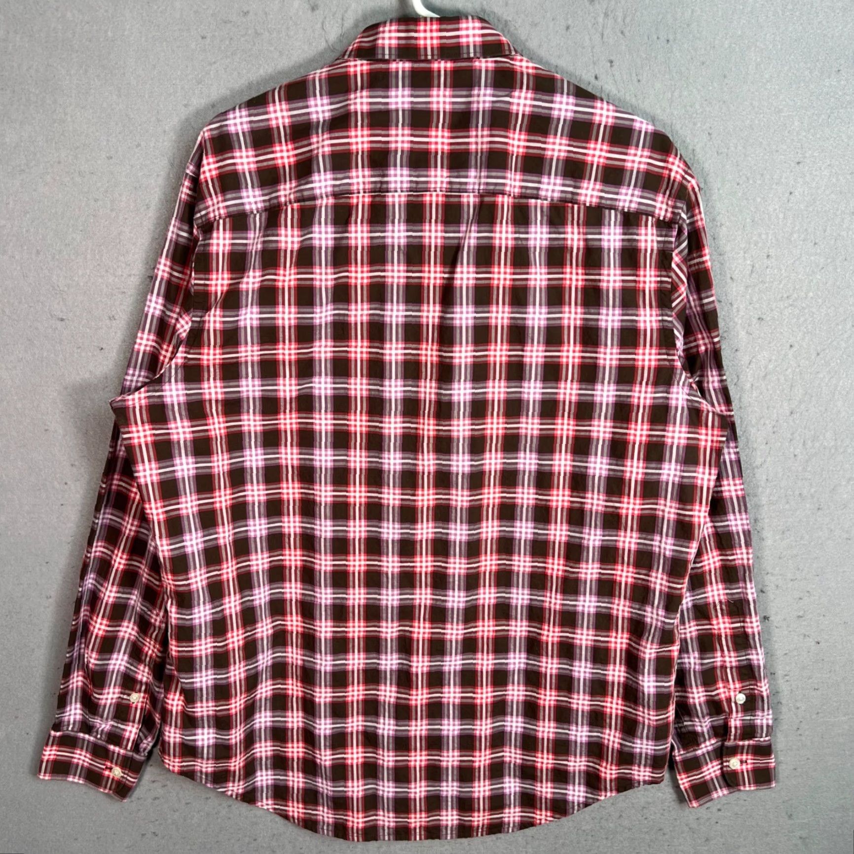 Perry Ellis Perry Ellis Mens Button-Up Shirt Long Sleeve Plaid Cotton Multicolor Large Brown Pink Red Modern Casual Business Shirt Mens L Size US L / EU 52-54 / 3 - 2 Thumbnail