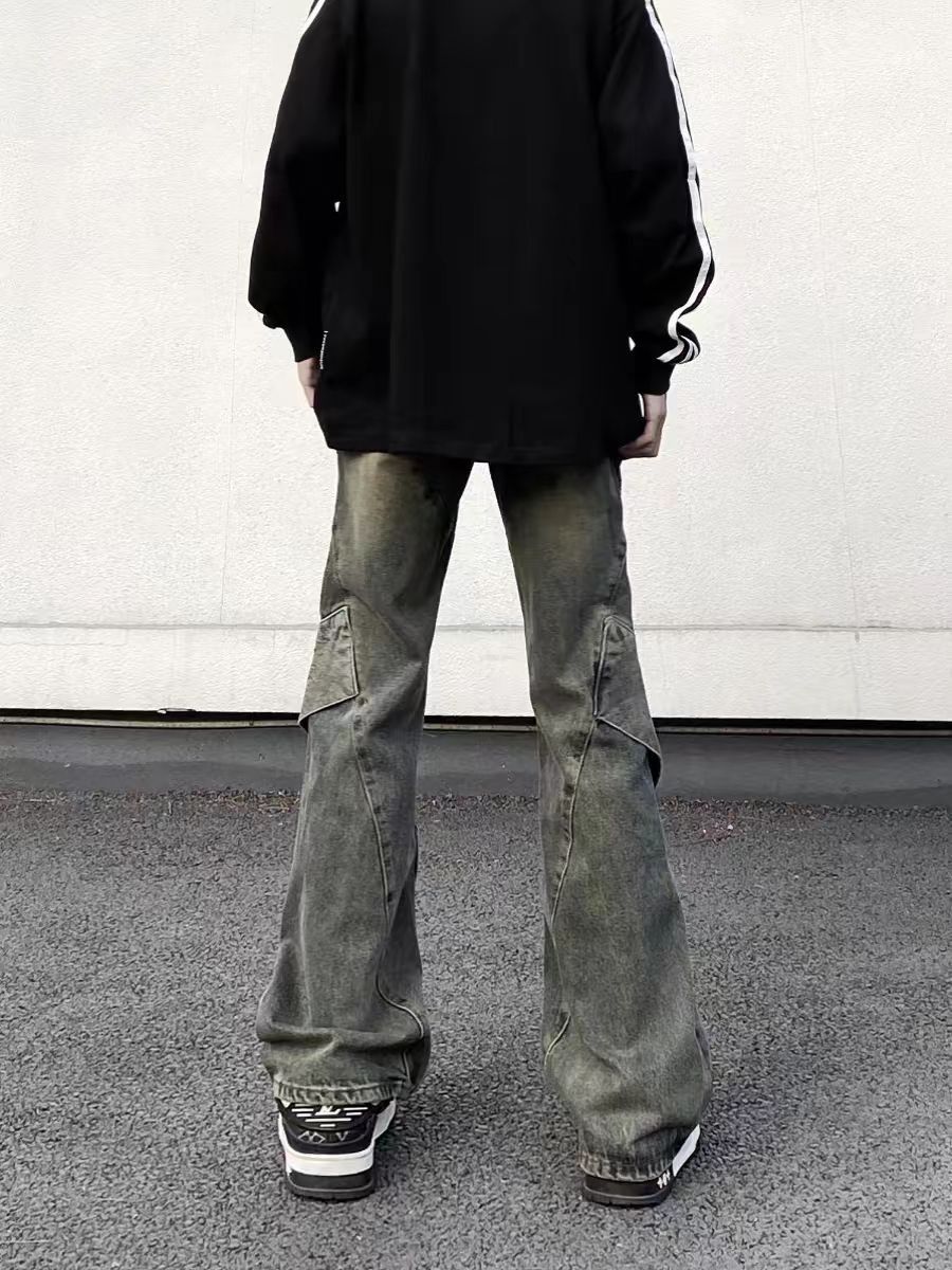 Designer × Jean × Vintage High Street Vintage Washed Spliced Micro Flare Jeans Size US 34 / EU 50 - 4 Thumbnail