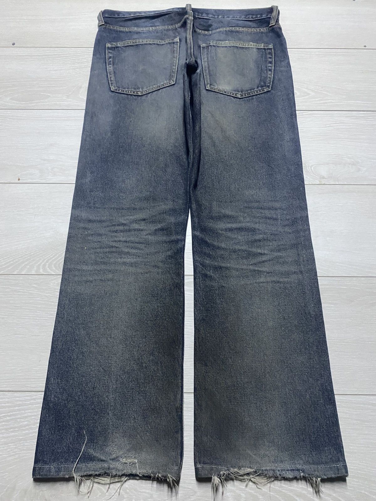 GU × Undercover Vintage gu Denim Distressed Straigh Loose Jeans Size US 35 - 2 Thumbnail