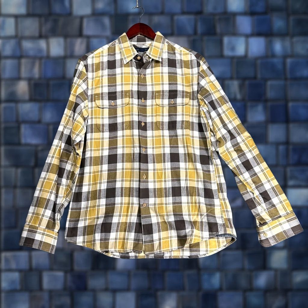 Banana Republic Banana Republic Shirt Mens Medium Button-Up Plaid Yellow Cotton Flannel Pockets Size US M / EU 48-50 / 2 - 1 Thumbnail