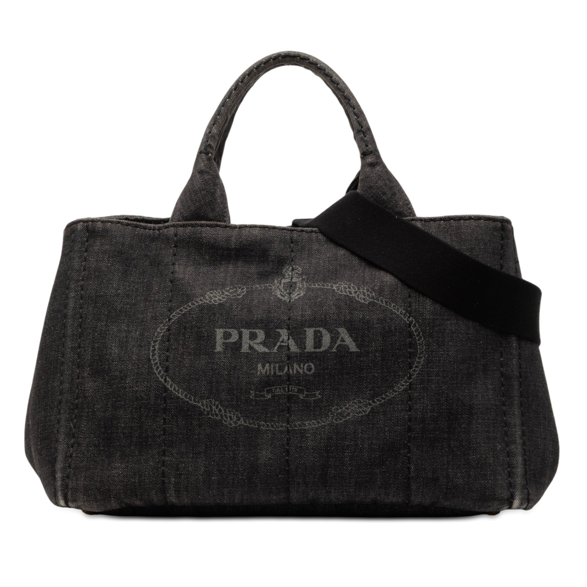 Prada Small Denim Canapa Logo Satchel Size ONE SIZE - 1 Thumbnail