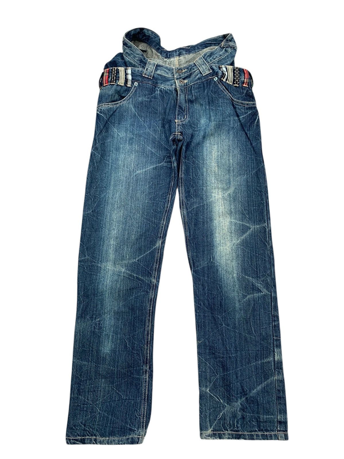 Le Grande Bleu (L.G.B.) DOUBLE WAIST UNBRAND PUNK STYLE RUSTY DISTRESSSED DENIM Size US 29 - 4 Thumbnail