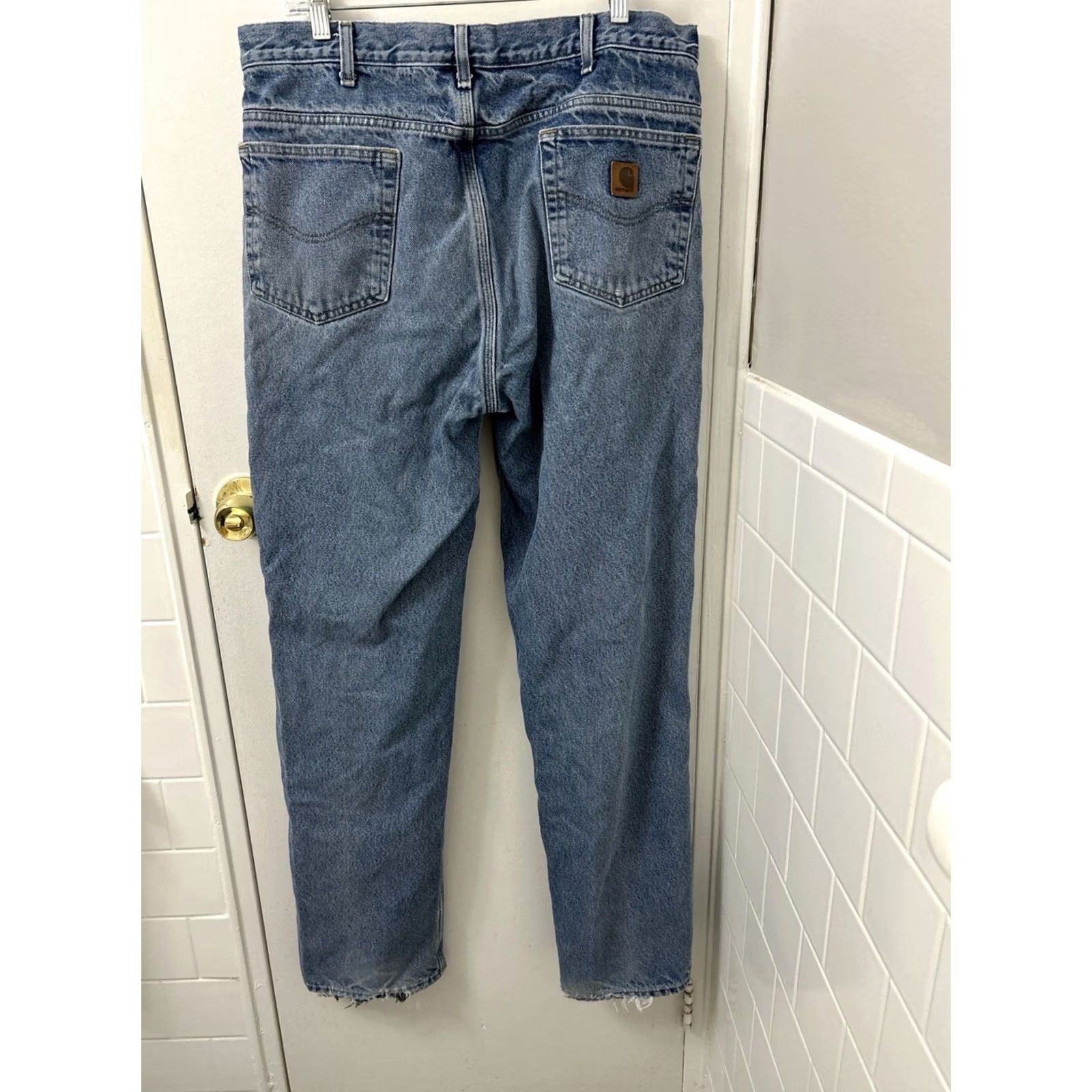 Carhartt VINTAGE Carhartt Jeans Mens 36x36 Blue Plaid Flannel Lined YKK Relaxed Fit Denim Shirt? Size US 36 / EU 52 - 7 Thumbnail