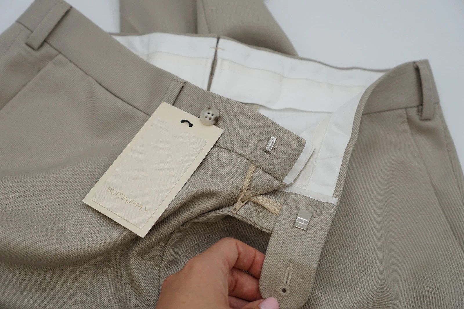 Suitsupply Men Suitsupply Trousers Brescia Beige Wool Size 25 UK/US40S Size 40S - 3 Thumbnail