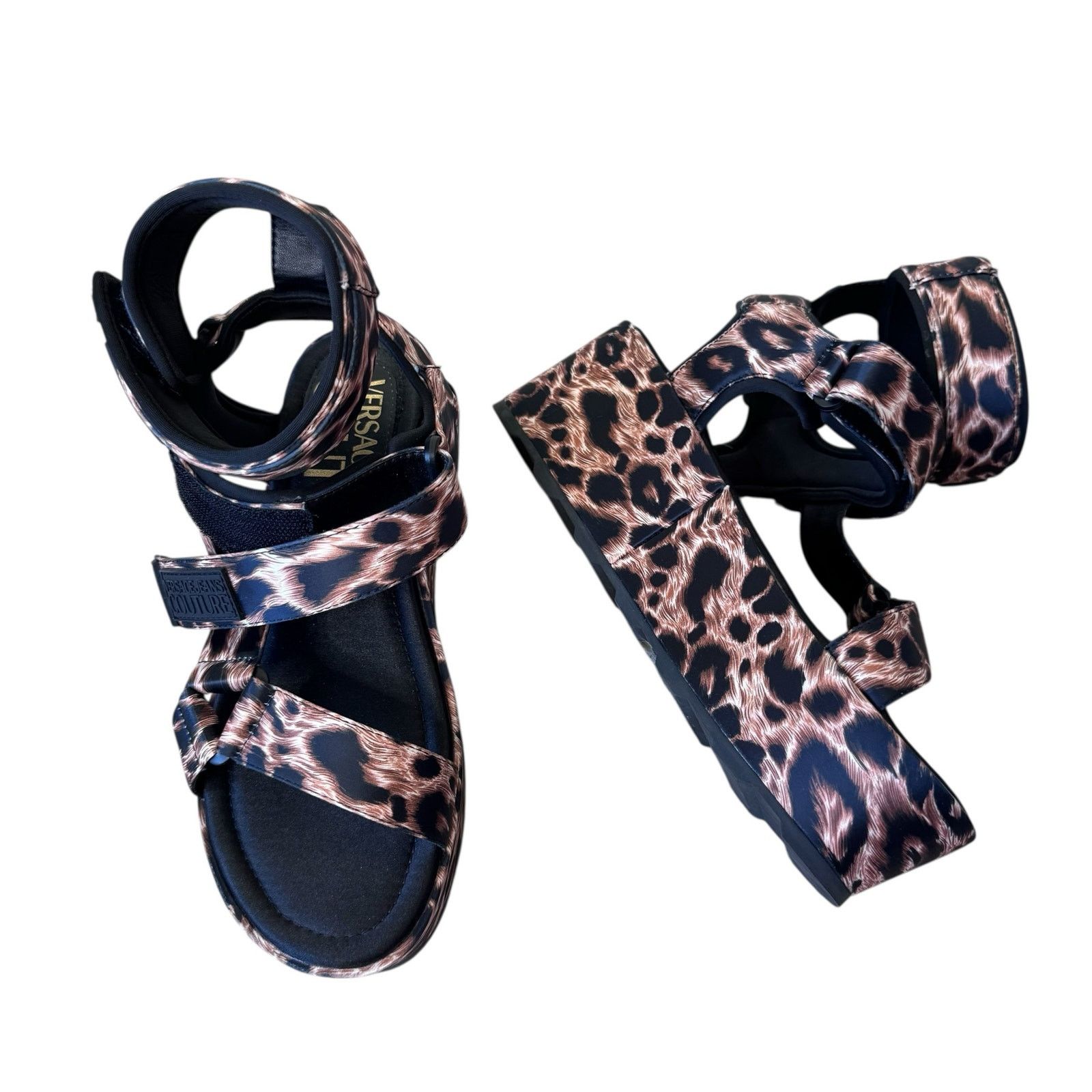 Versace VERSACE JEANS Leopard Printed Satin Mallory Platform Sandal Size US 8 / IT 38 - 2 Thumbnail