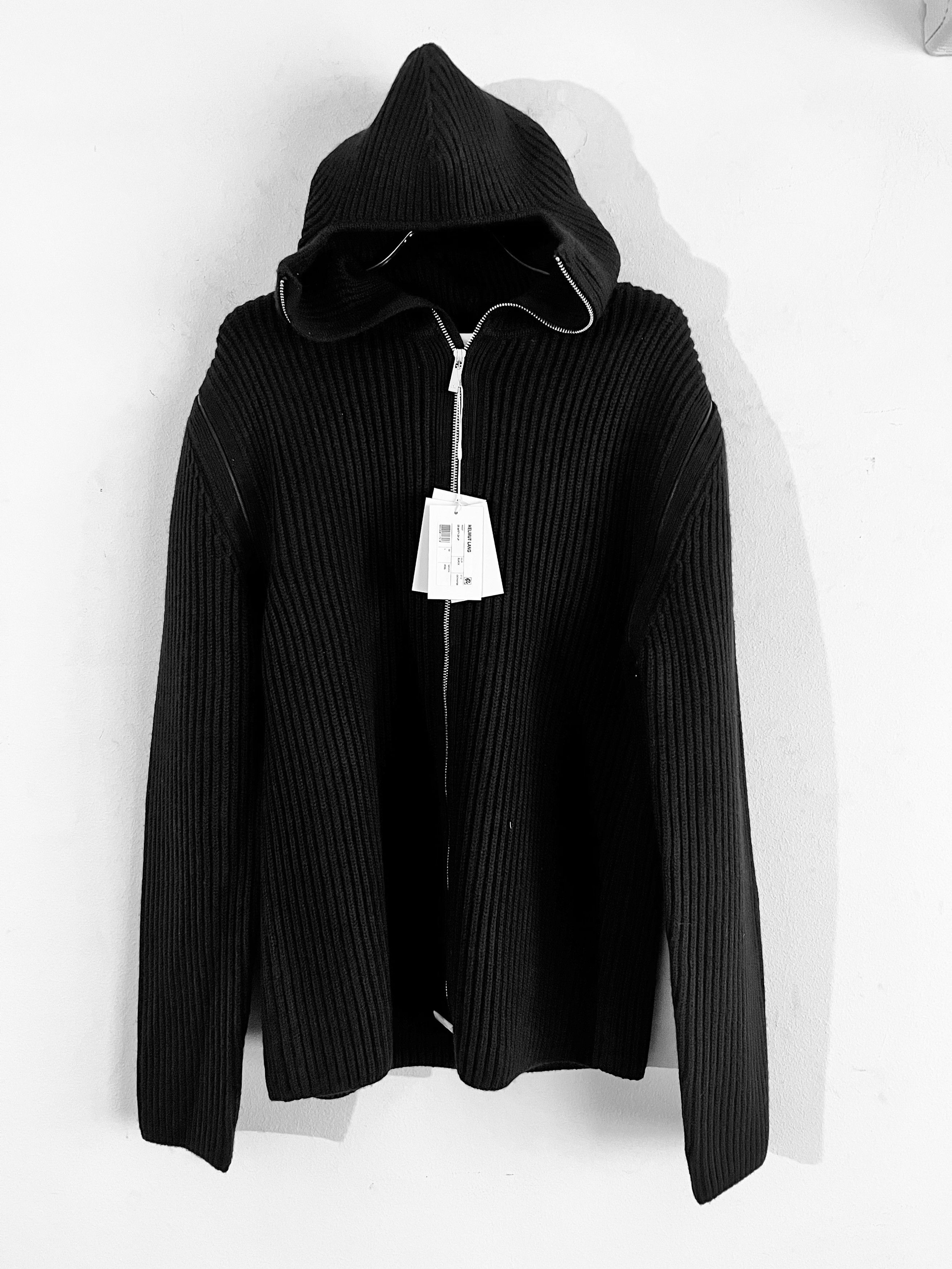 Helmut Lang Balaclava Hooded Ribbed Wool Sweatshirt Size US L / EU 52-54 / 3 - 12 Thumbnail