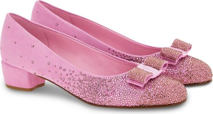 Salvatore Ferragamo o1s1rm1224 Vara Bow Embellished Pumps in Pink Size US 6.5 / IT 36.5 - 2 Thumbnail