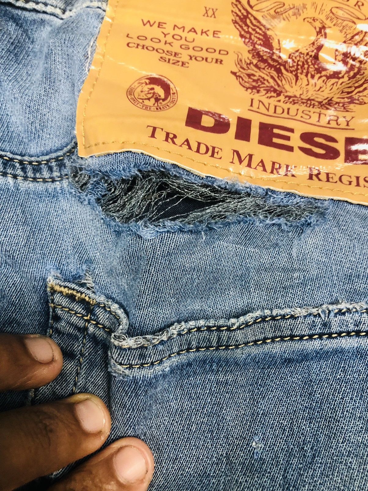 Diesel DIESEL Blue Distressed Patchwork Jeans Slim Fit (40) Size US 32 / EU 48 - 22 Thumbnail