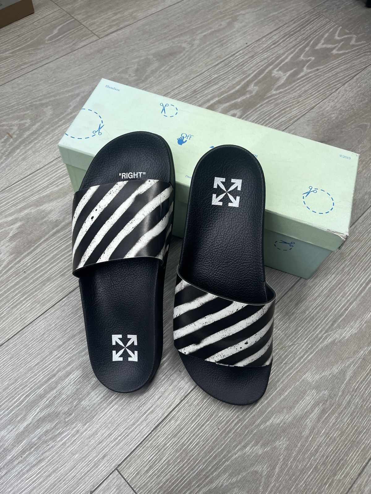 Off-White Off-White Spray Stripes Slides Size US 11 / EU 44 - 1 Thumbnail