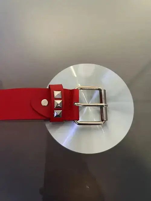 VIBE Pyramid Studded Belt (red) Size ONE SIZE - 2 Thumbnail