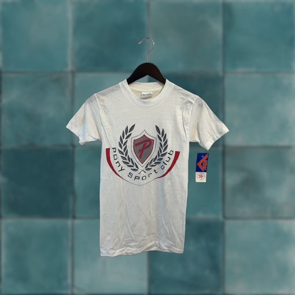 PONY VINTAGE PONY T-Shirt Mens Crew Neck 90s Deadstock NWT White White 90s PONY USA Mens S Size US S / EU 44-46 / 1 - 1 Thumbnail