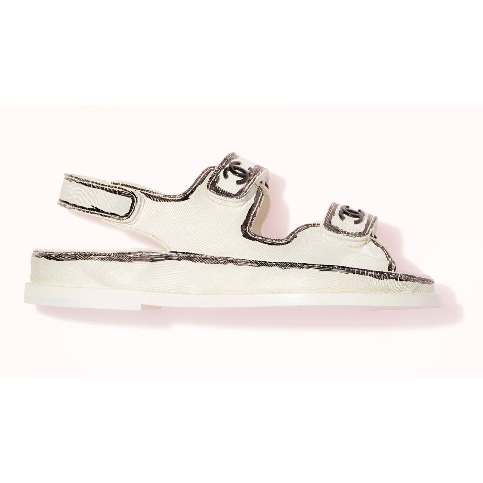 Chanel Chanel 22C White Black Graffiti CC Logo Mule Slide Strap Size US 12 / IT 42 - 1 Thumbnail