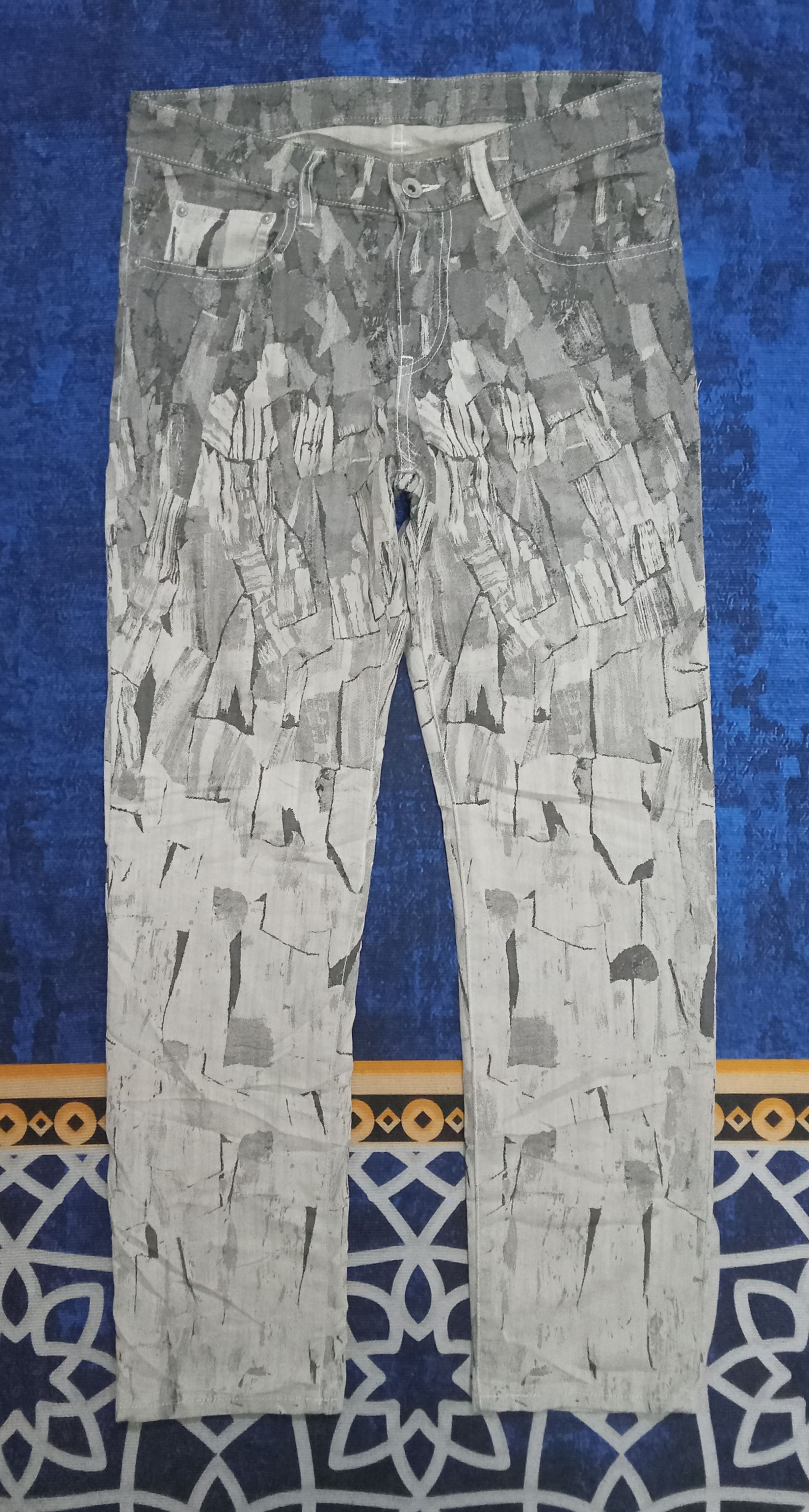 Issey Miyake Issey Miyake A-POC Bush Stroke Knitted Abstract Denim Pants Size US 32 / EU 48 - 1 Thumbnail