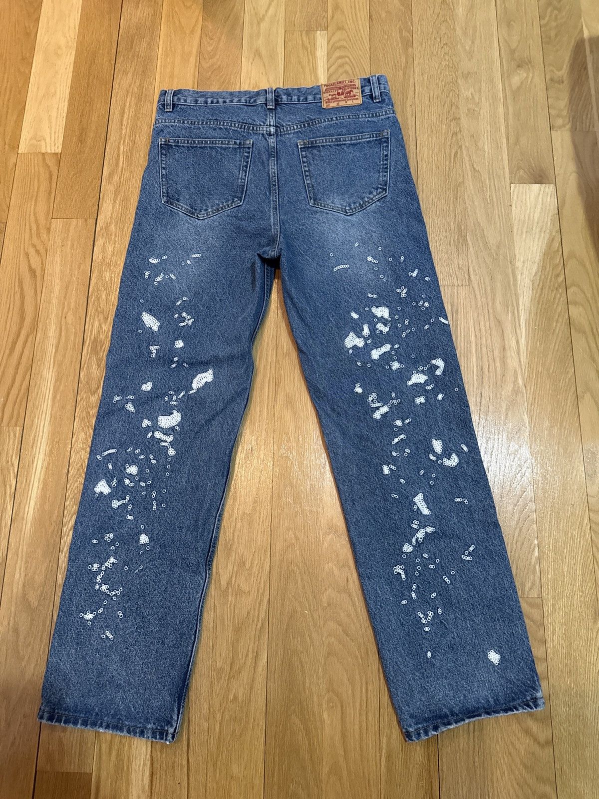 Fugazi Fugazi Chain Splatter Stitched Denim Jeans Size US 33 - 3 Thumbnail