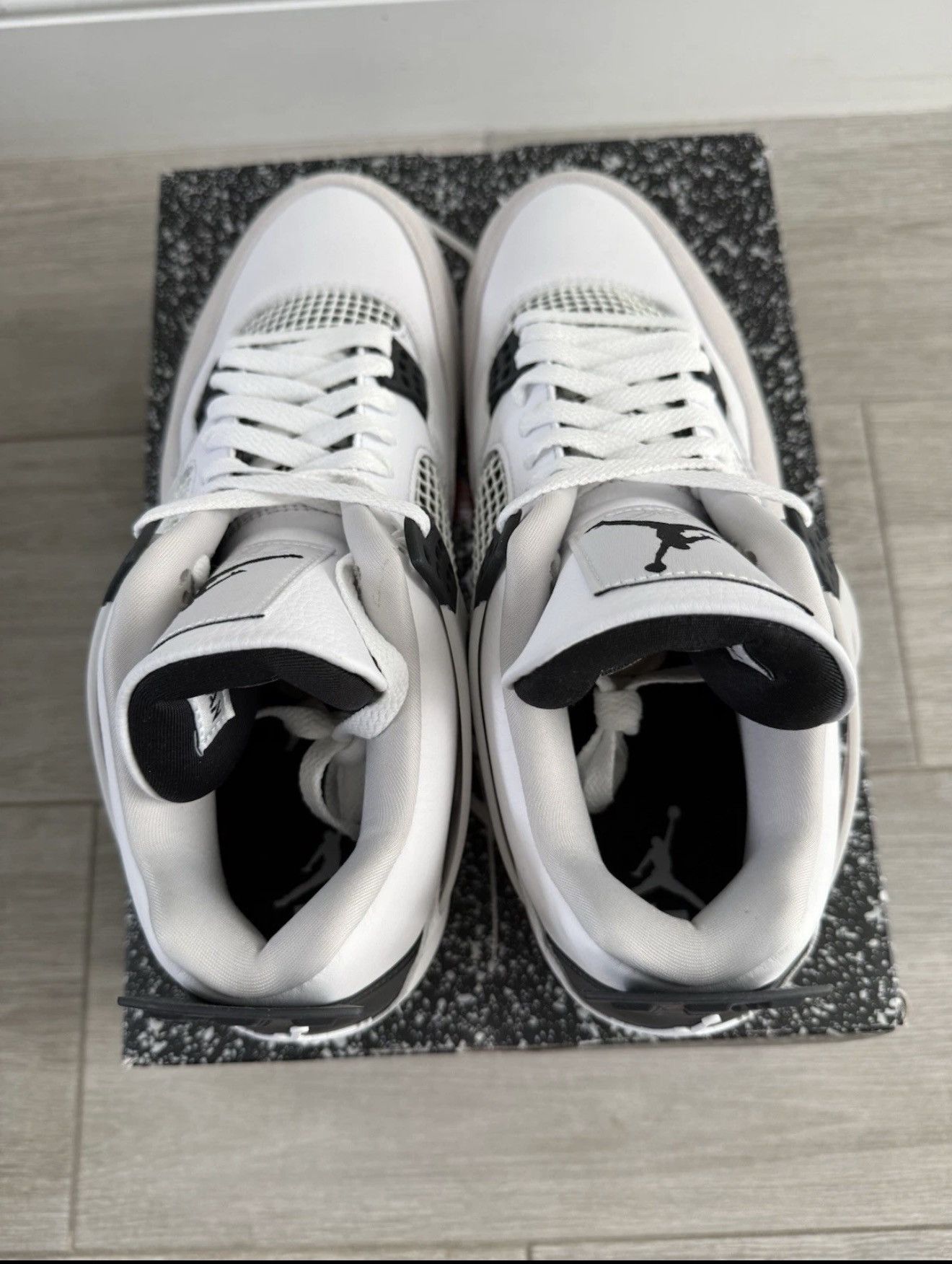 Jordan Brand Jordan 4 Retro Military Black White Black Neutral Grey Sz 12 Size US 12 / EU 45 - 6 Thumbnail