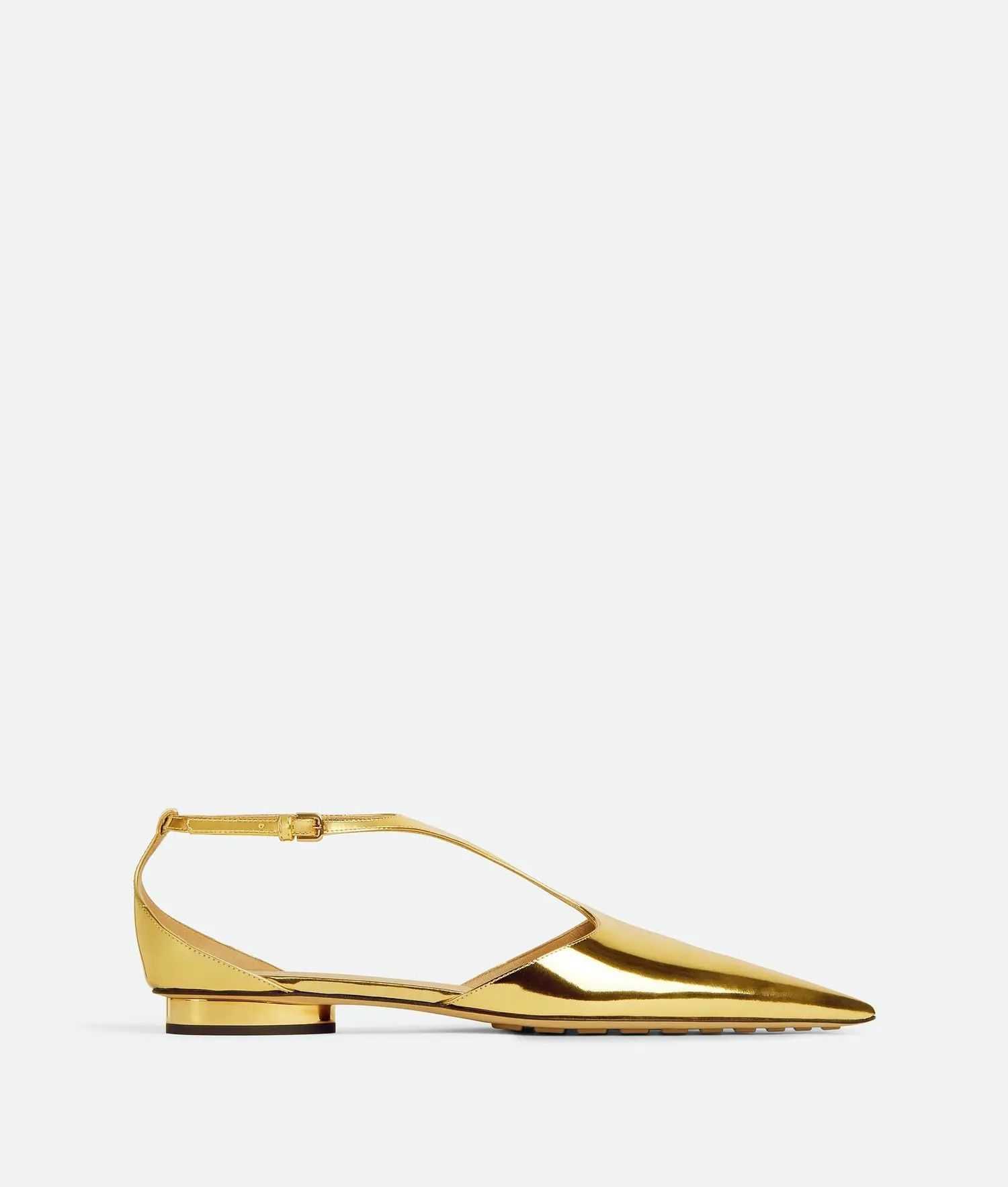 Bottega Veneta o1n1vont1224 Rocket T-Bar Ballerina Flats in Gold Size US 5 / IT 35 - 1 Thumbnail