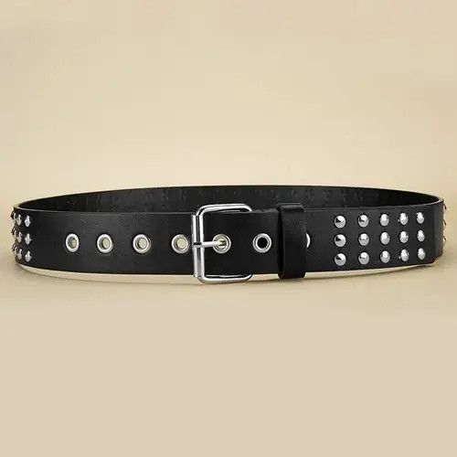 Other 110cm Round Studded Punk Biker Belt Size ONE SIZE - 1 Thumbnail
