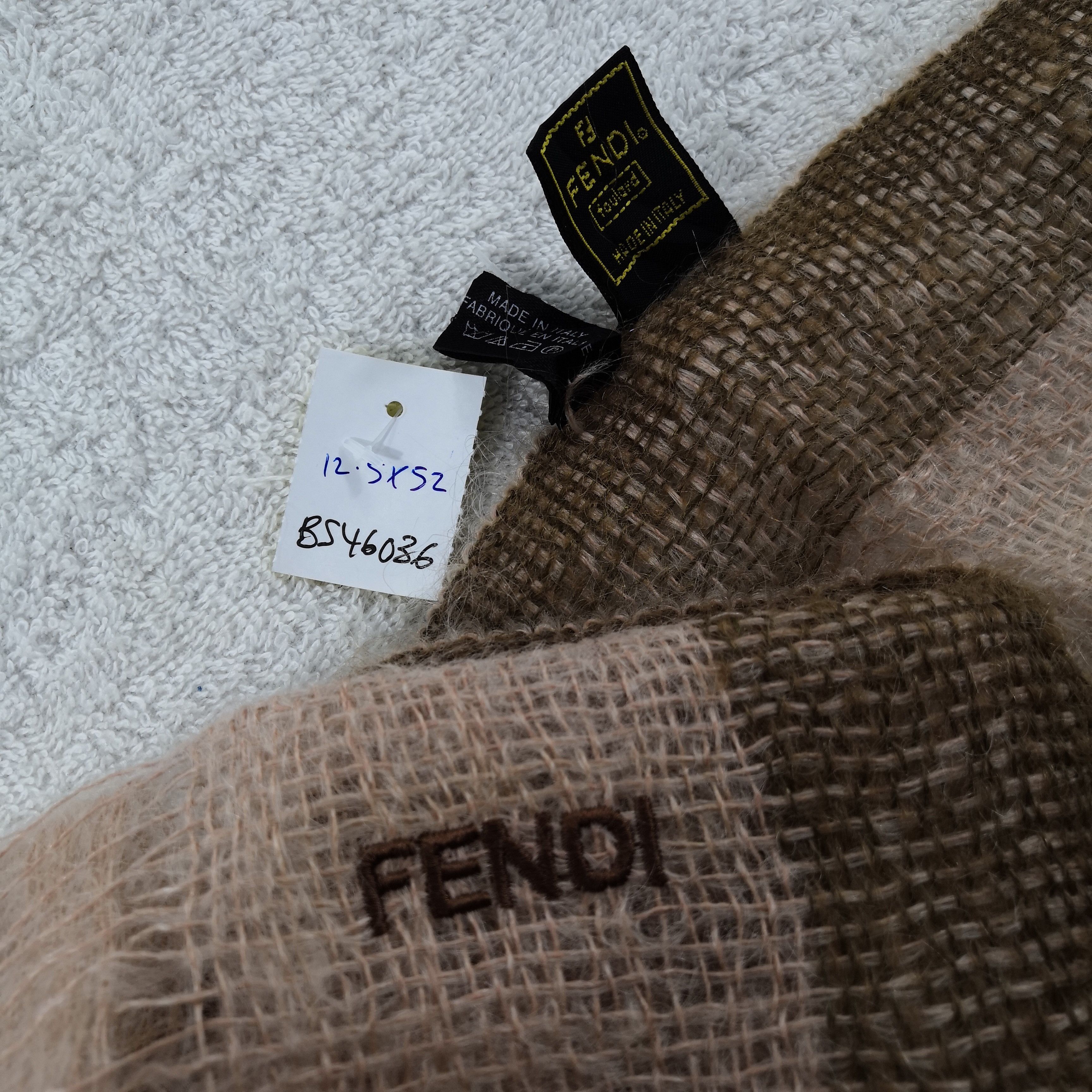Japanese Brand Vintage Fendi Scarf Plaid Zucca Muffler Mohair Scarves . Size ONE SIZE - 5 Thumbnail
