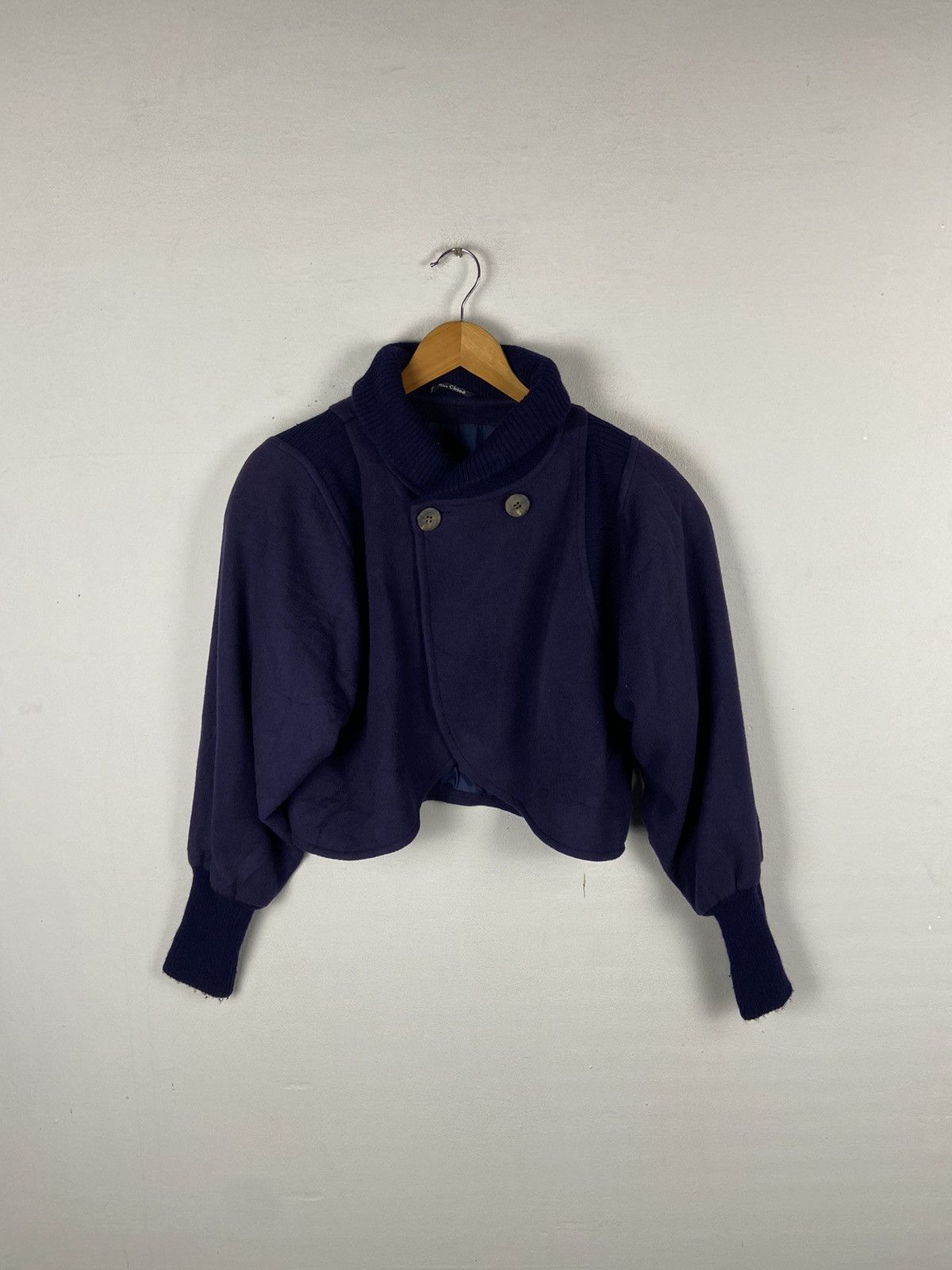 Vintage Miss Chloe Cropped Blue Navy Woolen Jacket